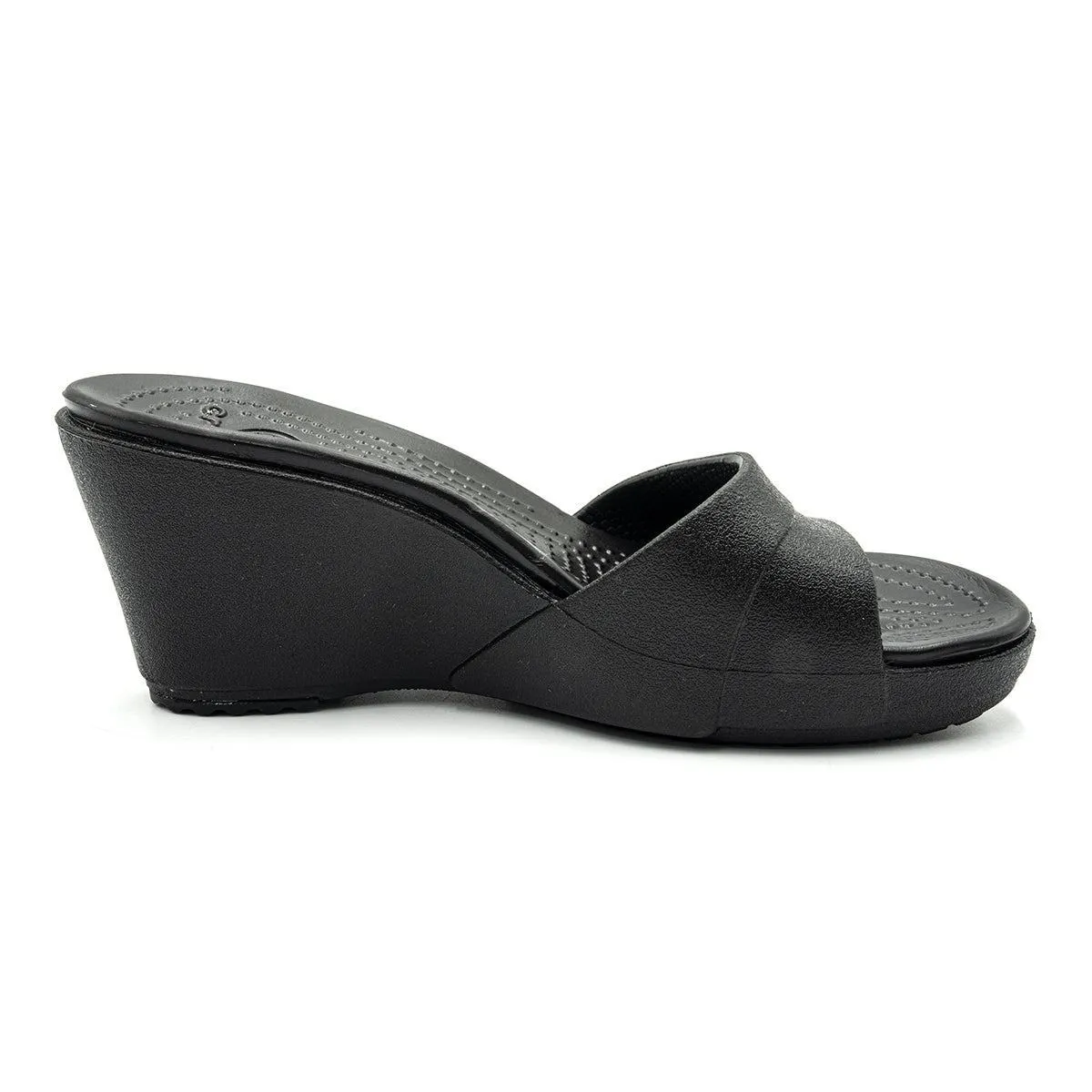 Crocs Slide Wedge Shoes Rubber Black Colour For Women