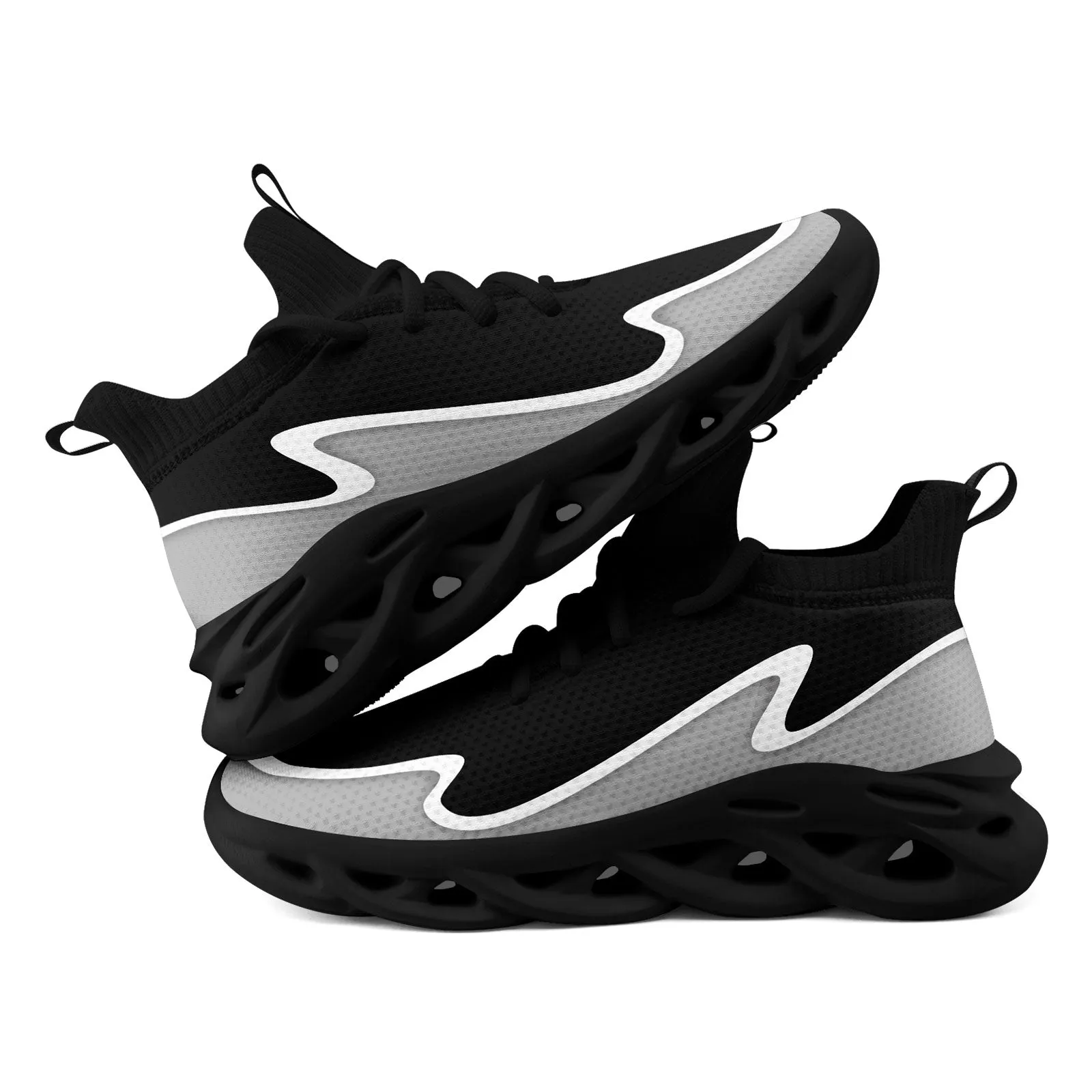 Custom Black Gray Maxsoul Shoes Personalized Sneaker FN030A-E020011-1