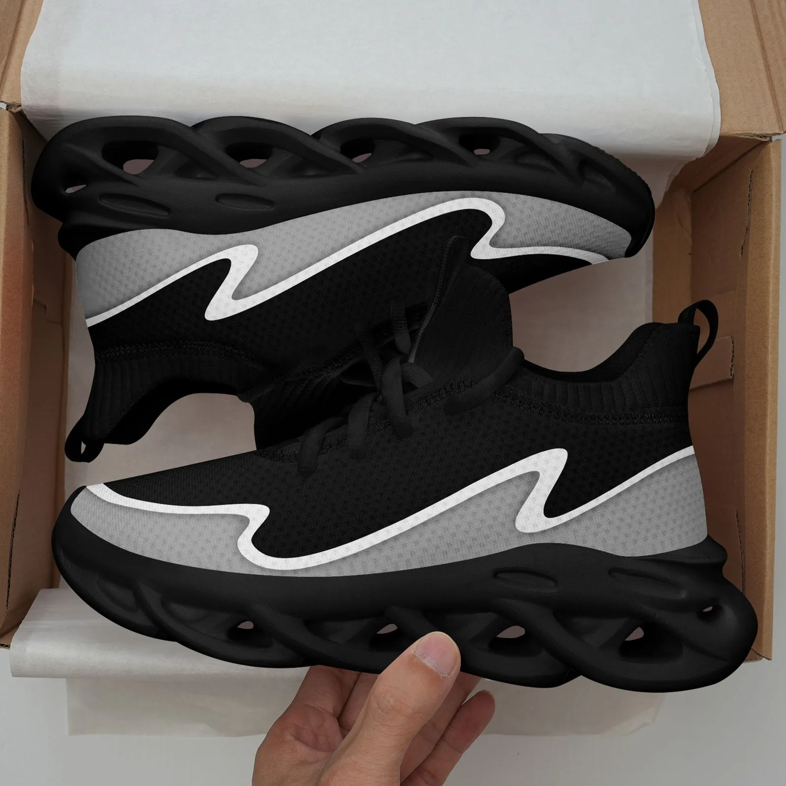 Custom Black Gray Maxsoul Shoes Personalized Sneaker FN030A-E020011-1