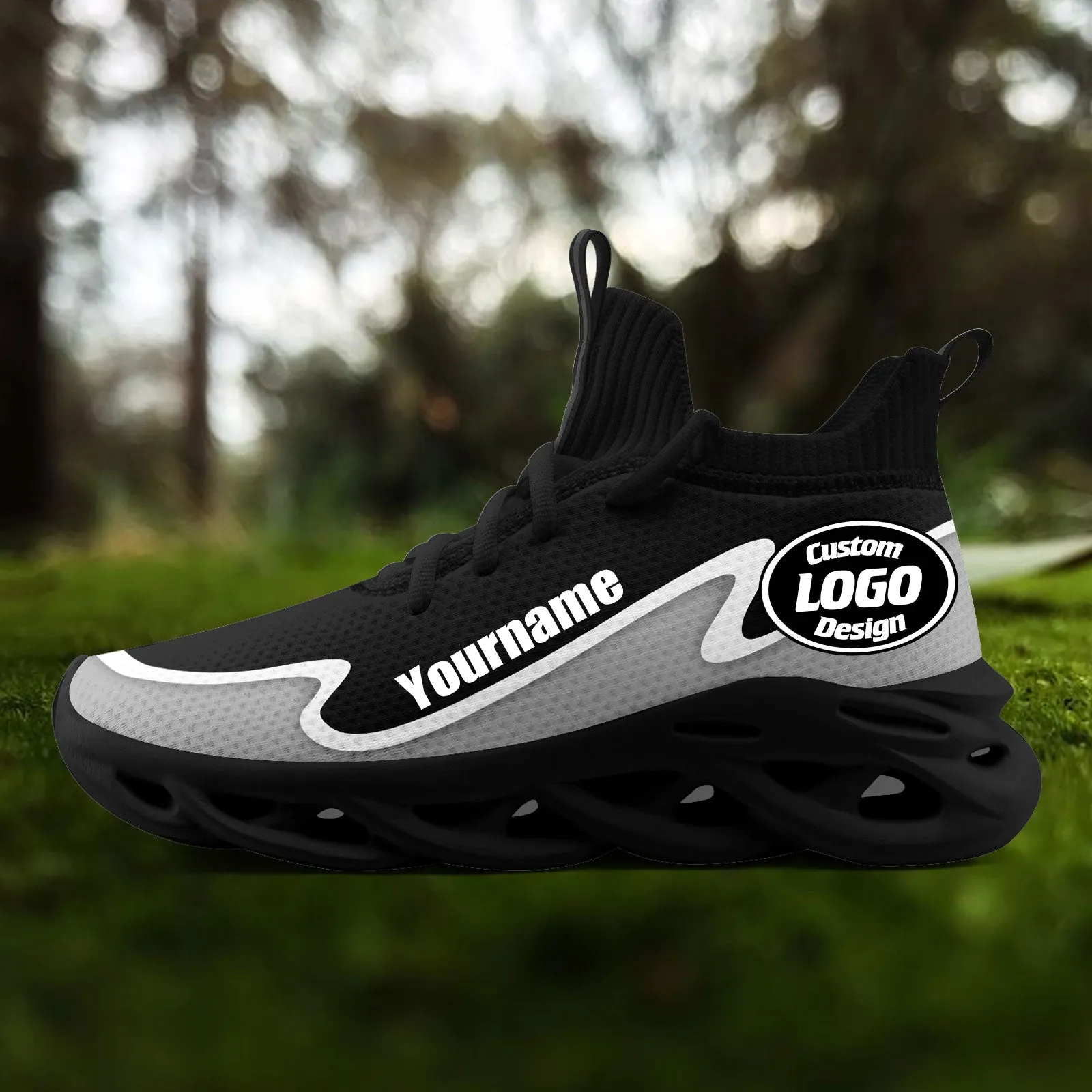 Custom Black Gray Maxsoul Shoes Personalized Sneaker FN030A-E020011-1