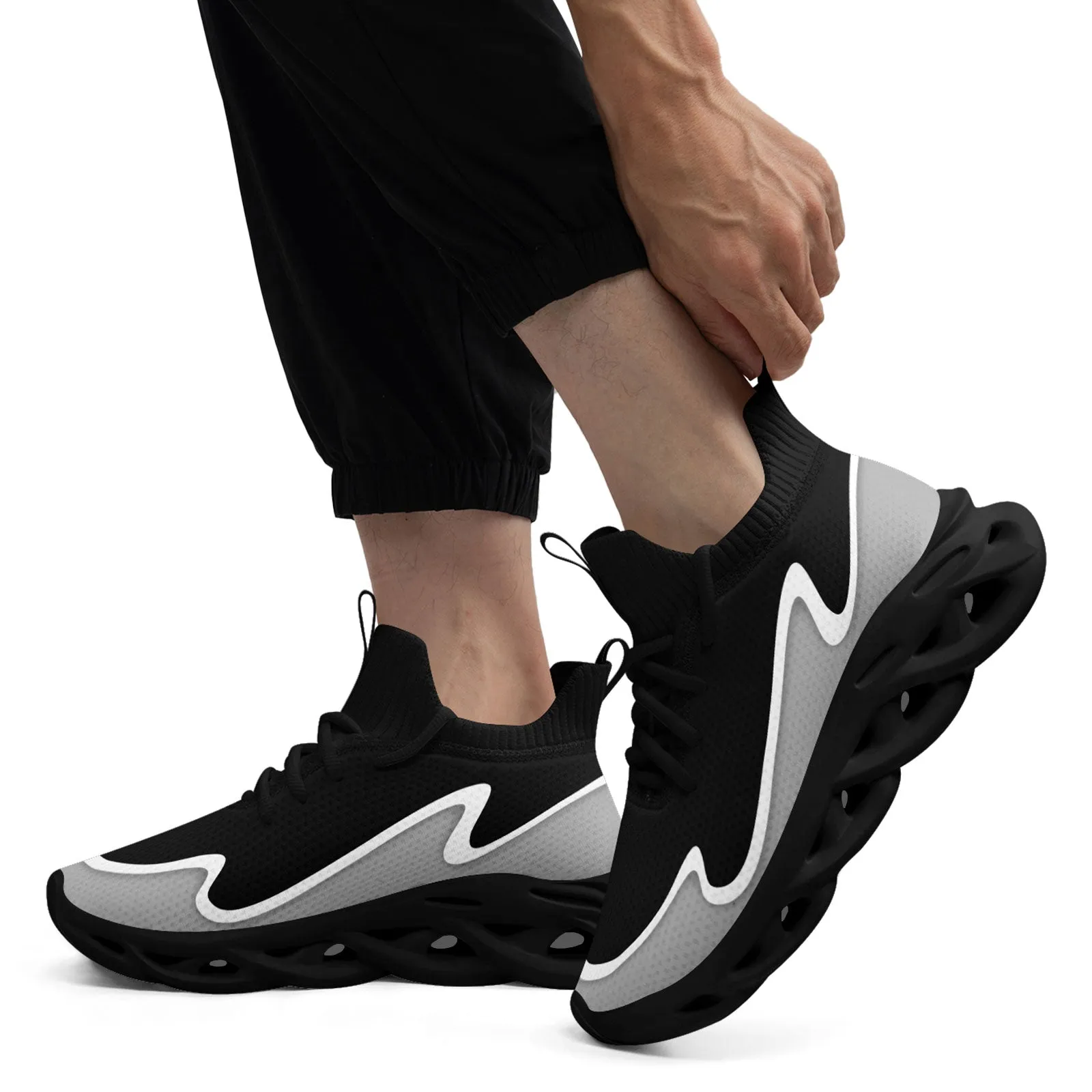 Custom Black Gray Maxsoul Shoes Personalized Sneaker FN030A-E020011-1