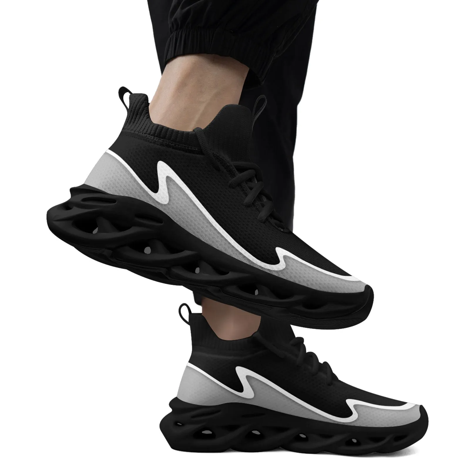 Custom Black Gray Maxsoul Shoes Personalized Sneaker FN030A-E020011-1