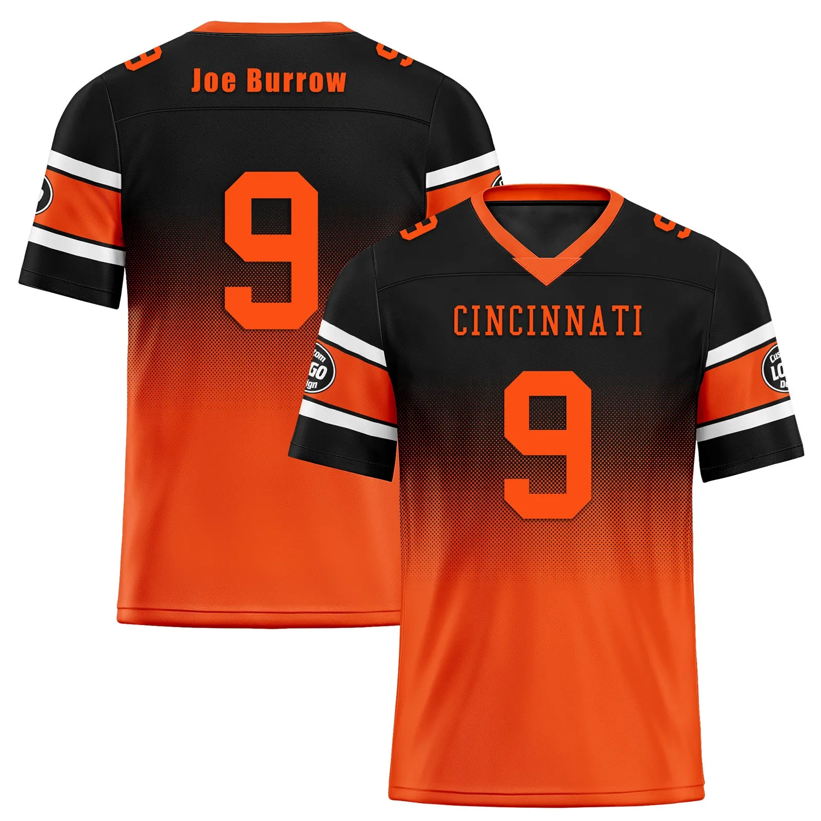 Custom Black Orange Cincinnati Football Jersey and Hat Combo Offer Personalized Combo ZH-D020326-6