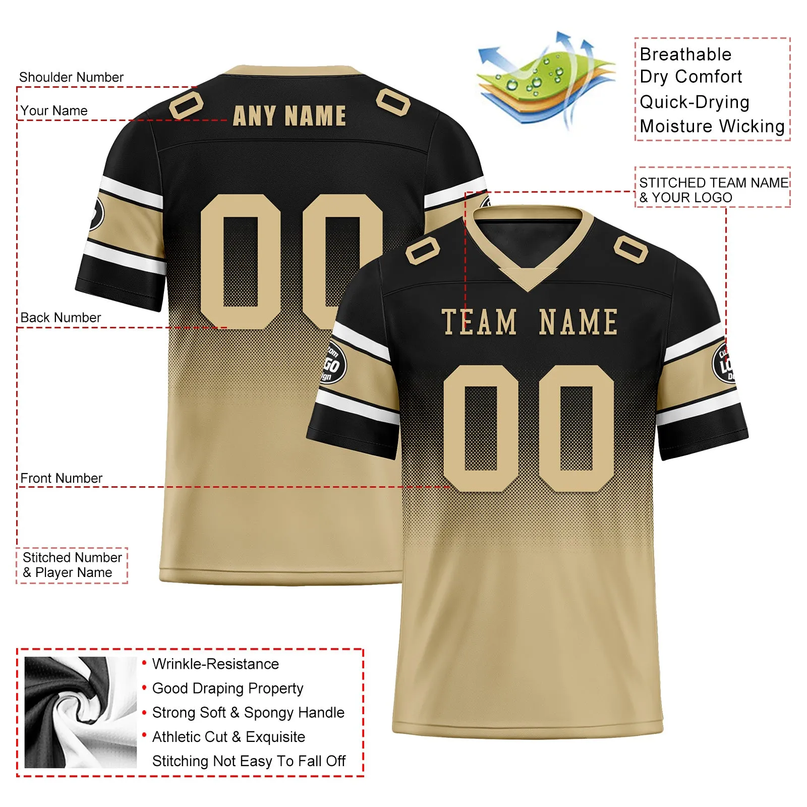 Custom Black Yellow New Orleans Football Jersey and Hat Combo Offer Personalized Combo ZH-D020326-19