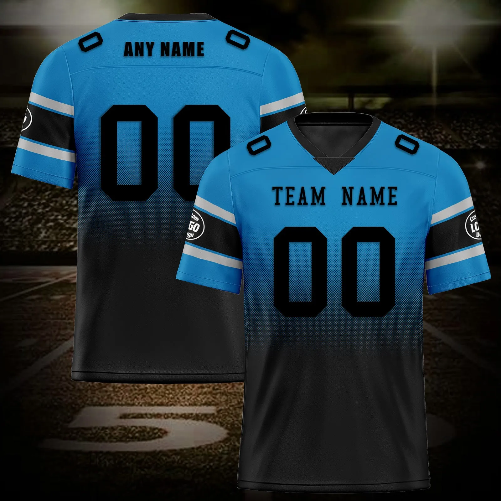 Custom Blue Black Carolina Football Jersey and Hat Combo Offer Personalized Combo ZH-D020326-5