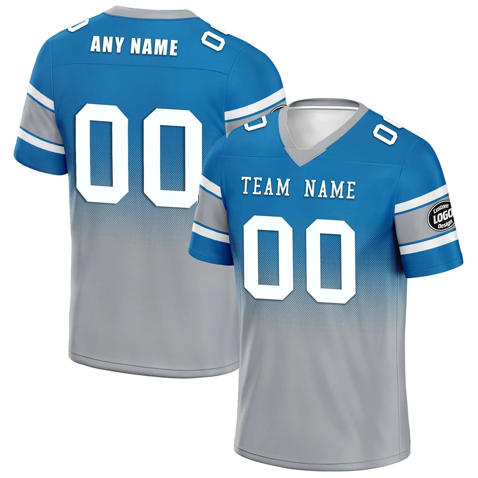 Custom Blue Gray Detroit Football Jersey and Hat Combo Offer Personalized Combo ZH-D020326-11