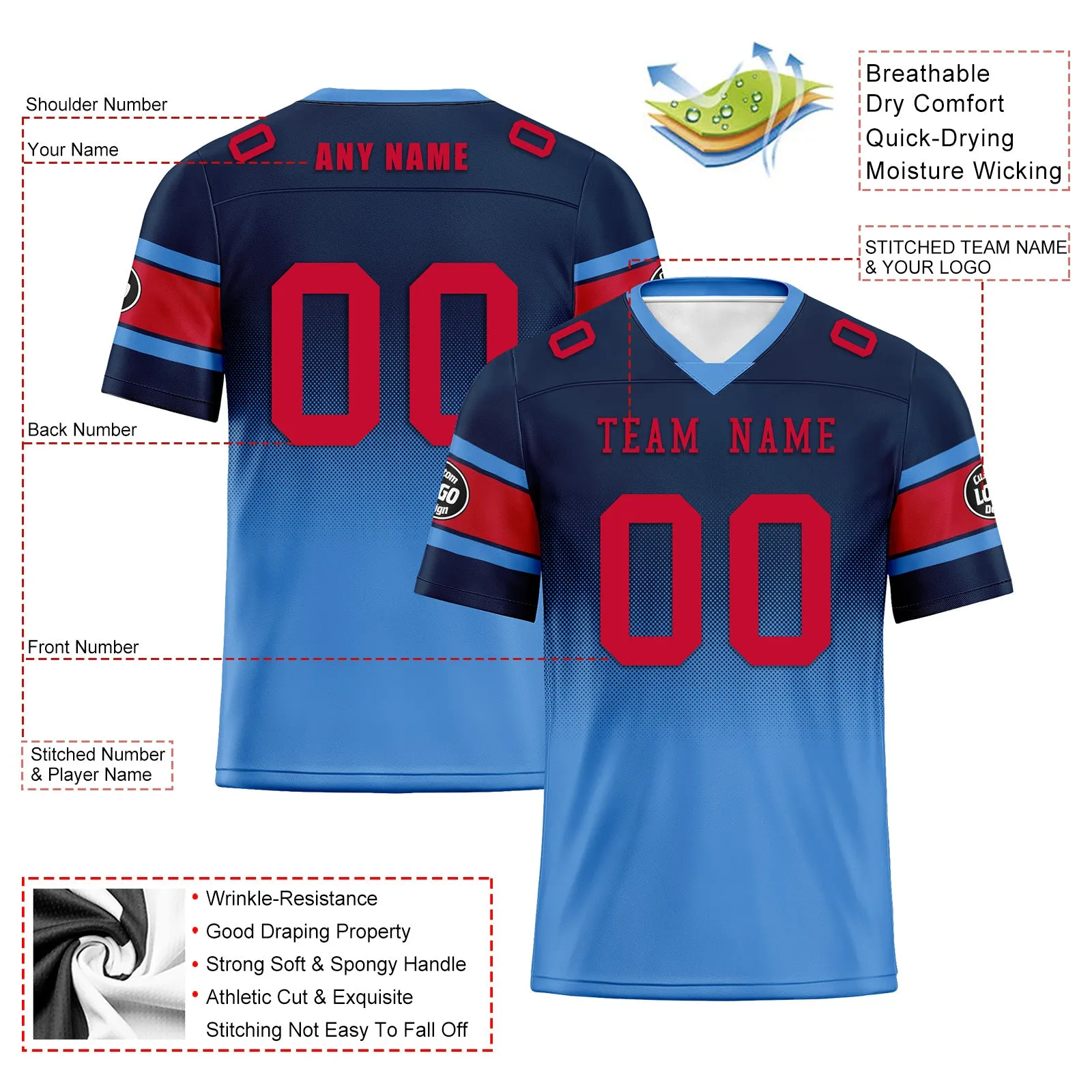Custom Blue Tennessee Football Jersey and Hat Combo Offer Personalized Combo ZH-D020326-32