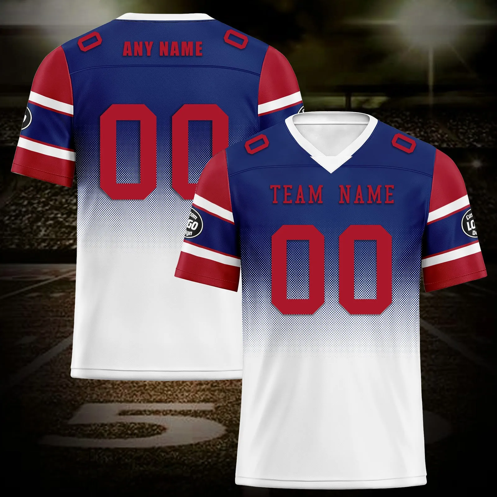 Custom Blue White New York Football Jersey and Hat Combo Offer Personalized Combo ZH-D020326-21