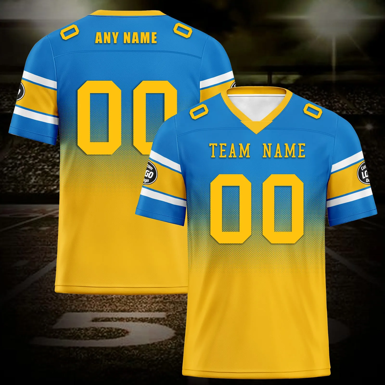 Custom Blue Yellow Los Angeles Football Jersey and Hat Combo Offer Personalized Combo ZH-D020326-22