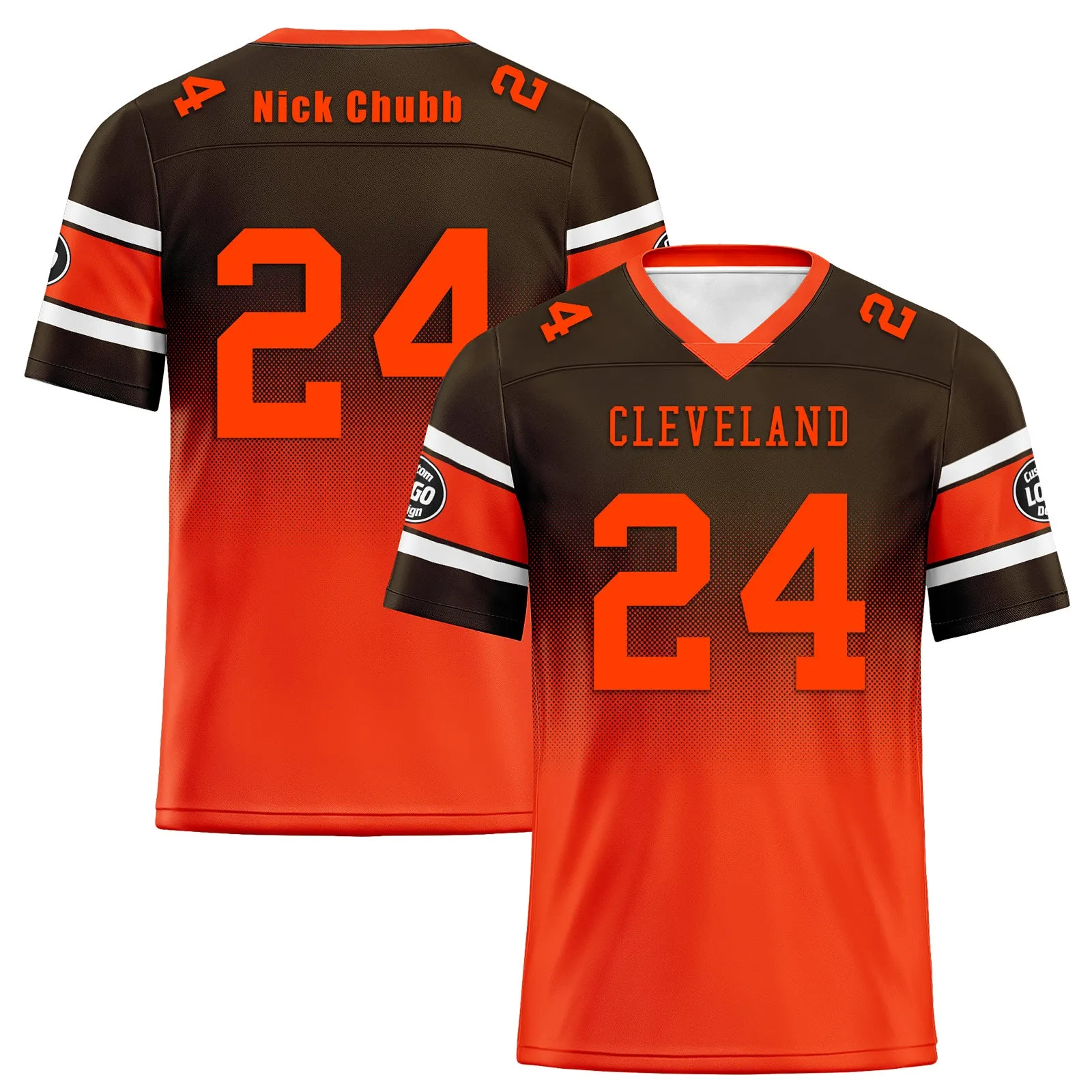 Custom Brown Orange Cleveland Football Jersey and Hat Combo Offer Personalized Combo ZH-D020326-8