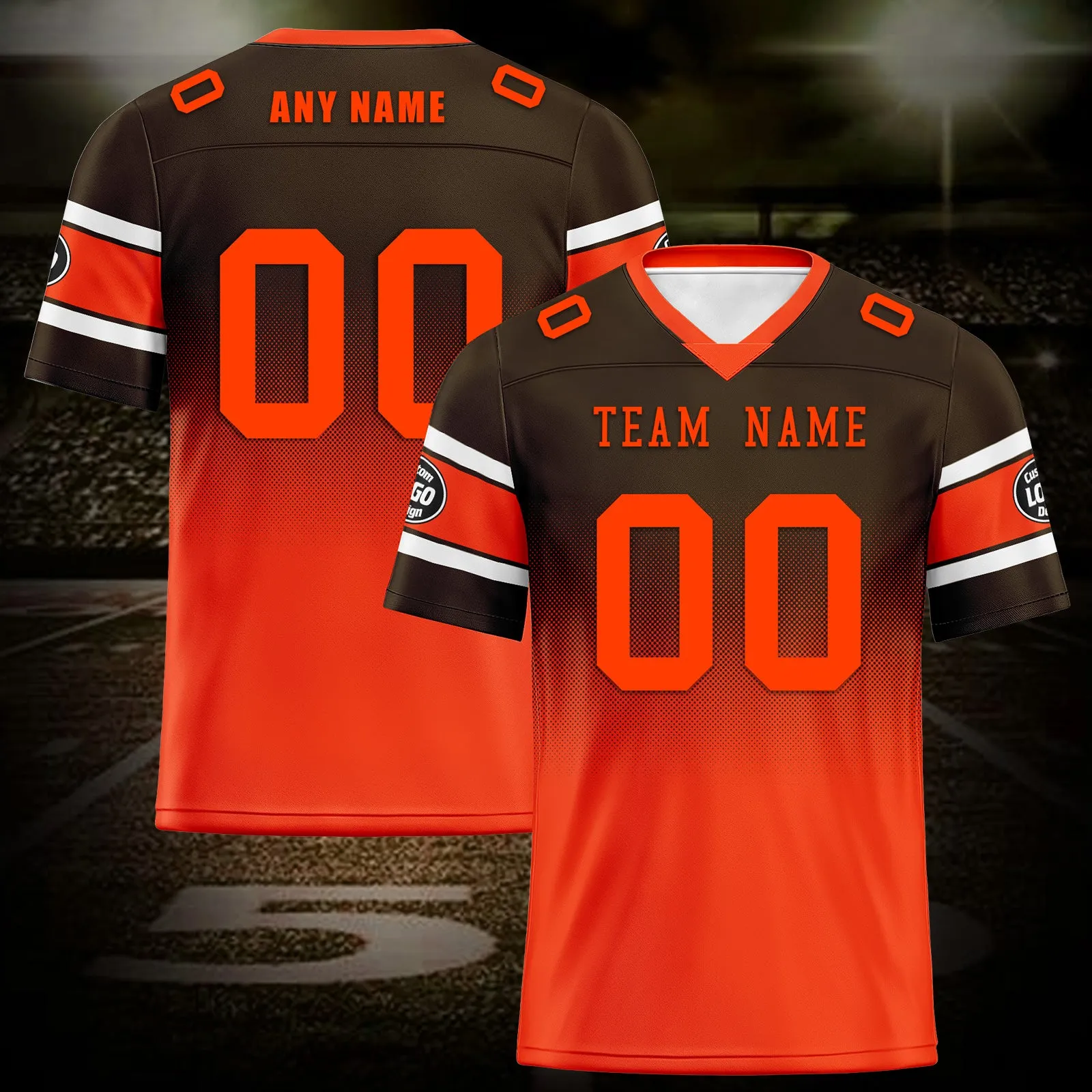 Custom Brown Orange Cleveland Football Jersey and Hat Combo Offer Personalized Combo ZH-D020326-8