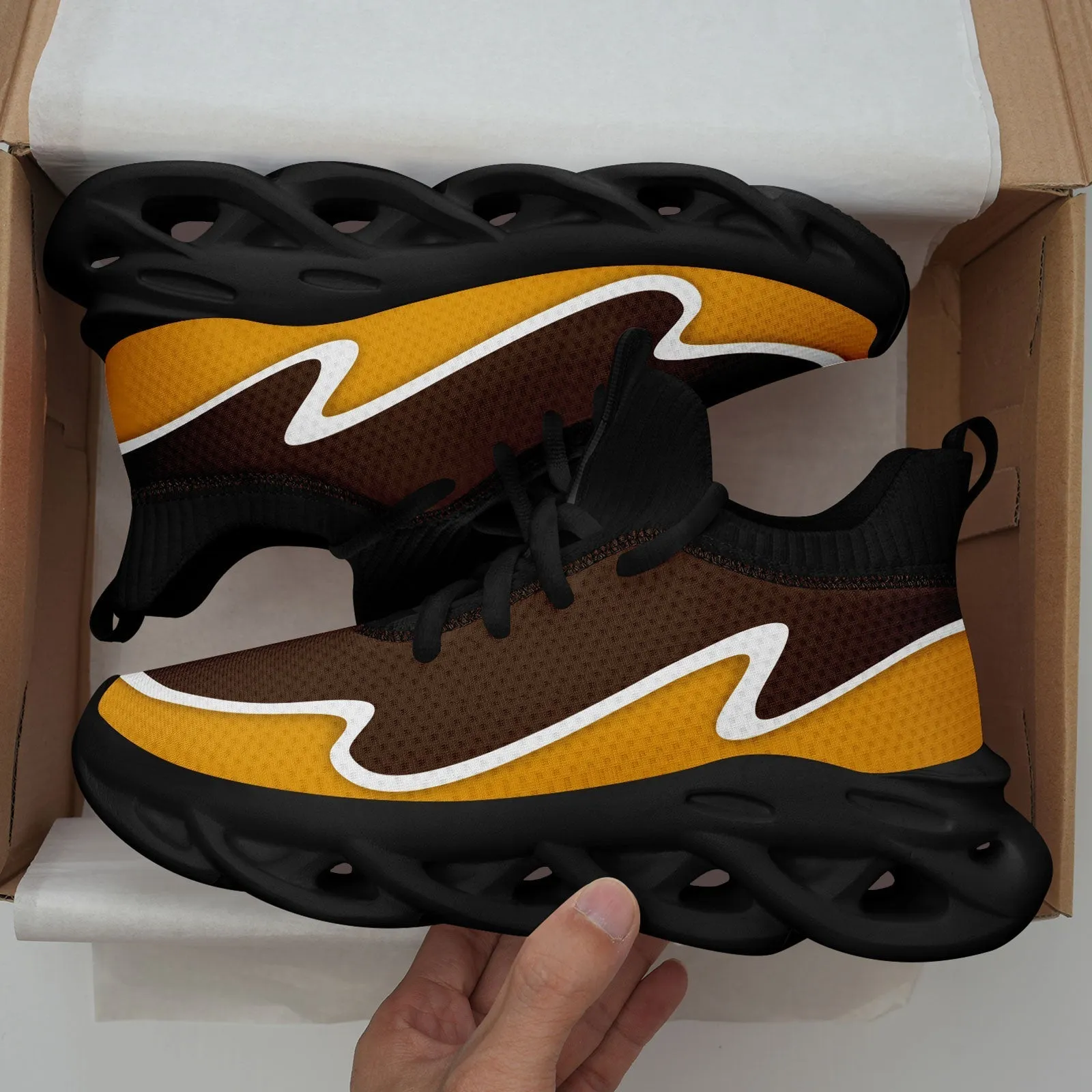 Custom Brown Yellow Maxsoul Shoes Personalized Sneaker FN030A-E020011-10
