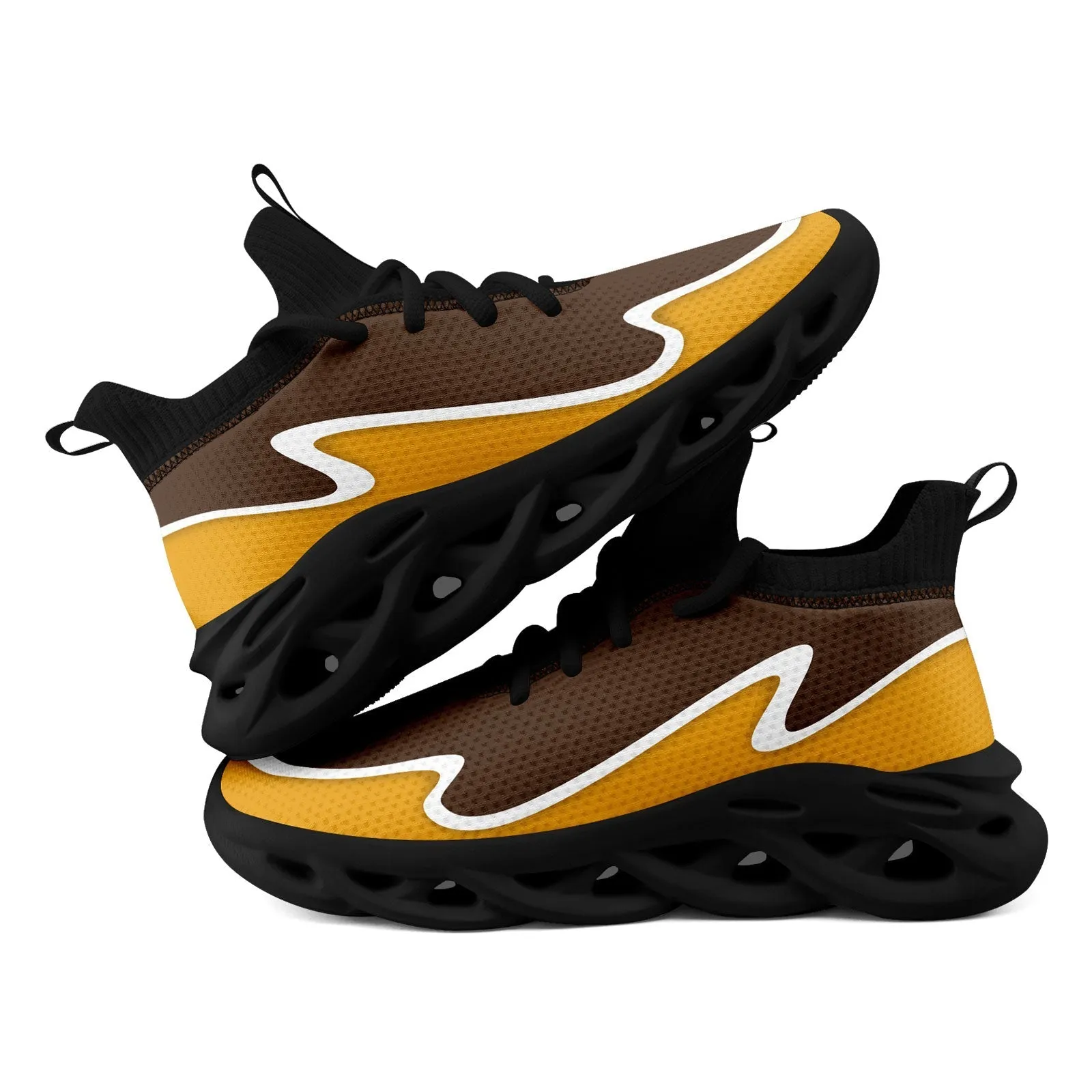 Custom Brown Yellow Maxsoul Shoes Personalized Sneaker FN030A-E020011-10