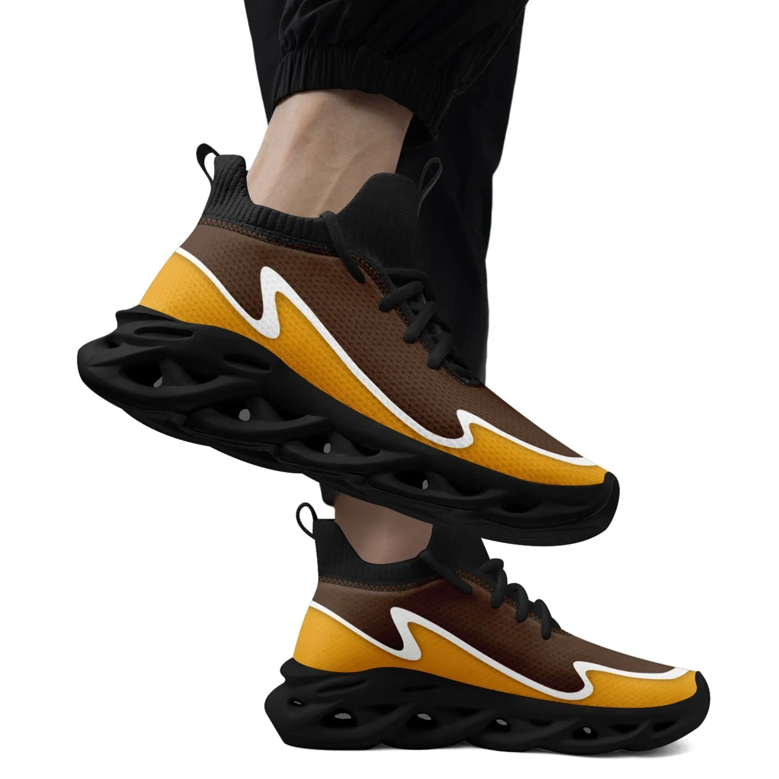 Custom Brown Yellow Maxsoul Shoes Personalized Sneaker FN030A-E020011-10