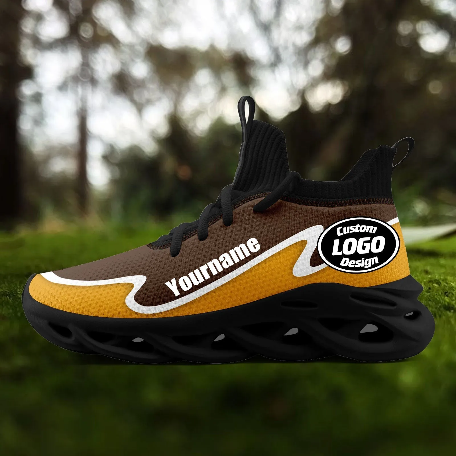 Custom Brown Yellow Maxsoul Shoes Personalized Sneaker FN030A-E020011-10