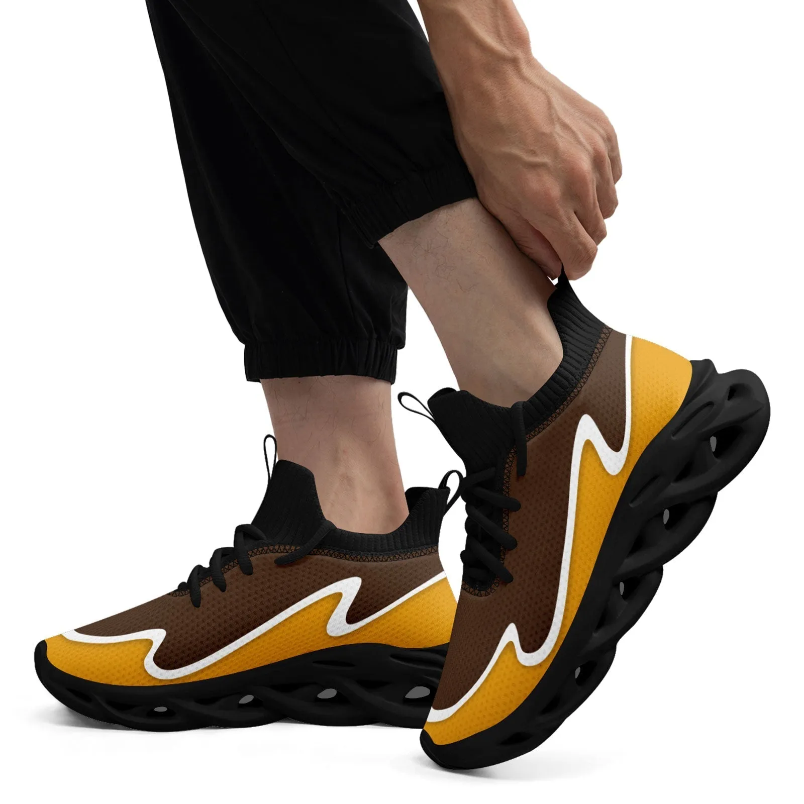 Custom Brown Yellow Maxsoul Shoes Personalized Sneaker FN030A-E020011-10
