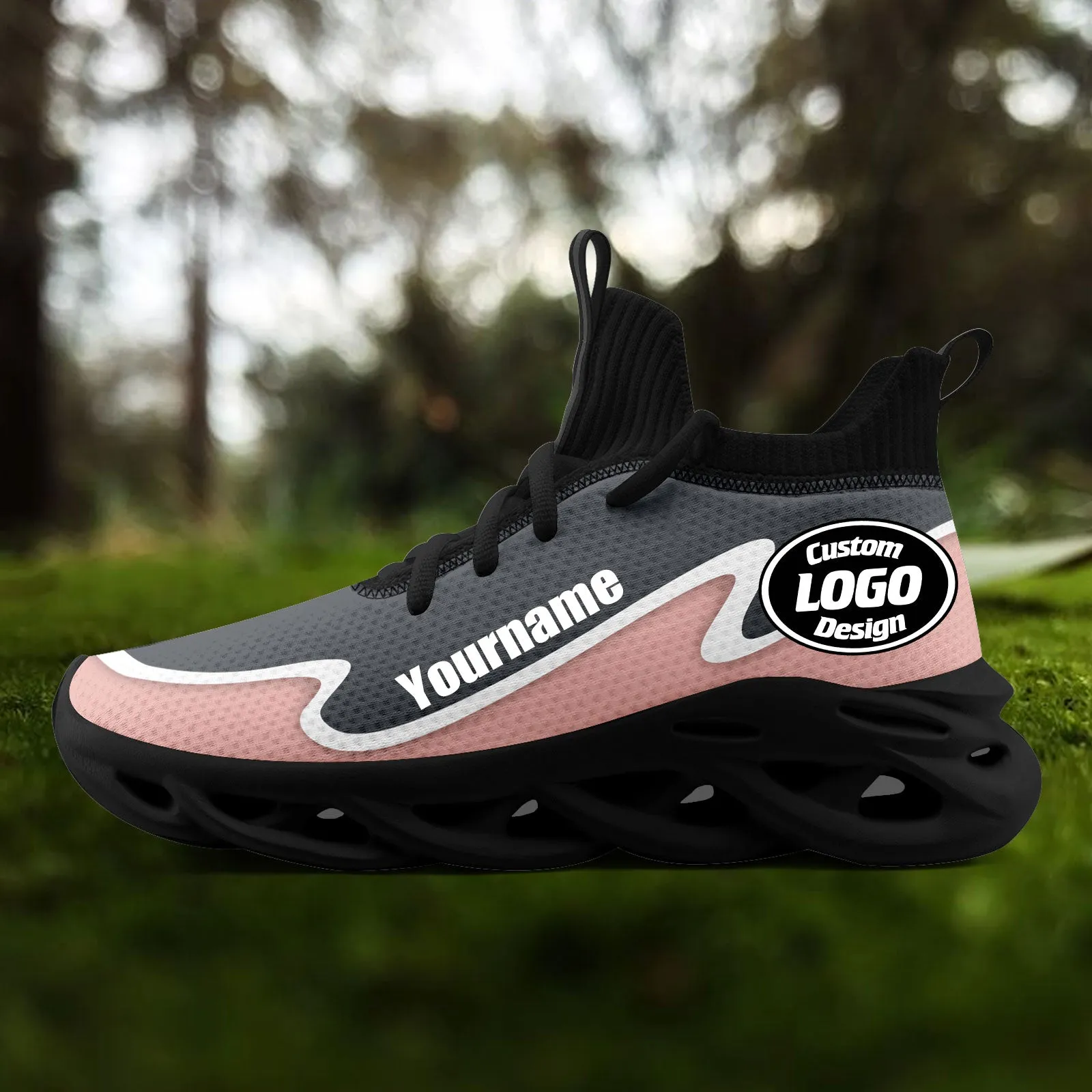 Custom Gray Pink Maxsoul Shoes Personalized Sneaker FN030A-E020011-15