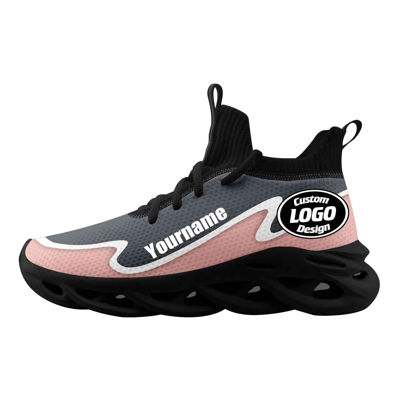 Custom Gray Pink Maxsoul Shoes Personalized Sneaker FN030A-E020011-15