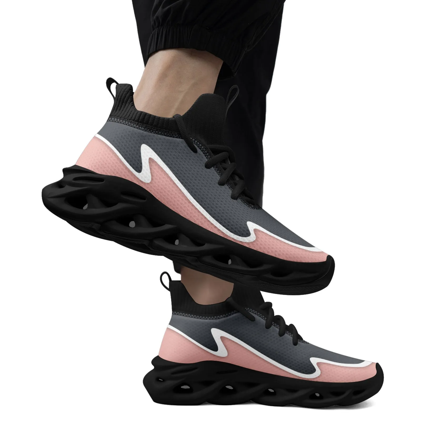 Custom Gray Pink Maxsoul Shoes Personalized Sneaker FN030A-E020011-15