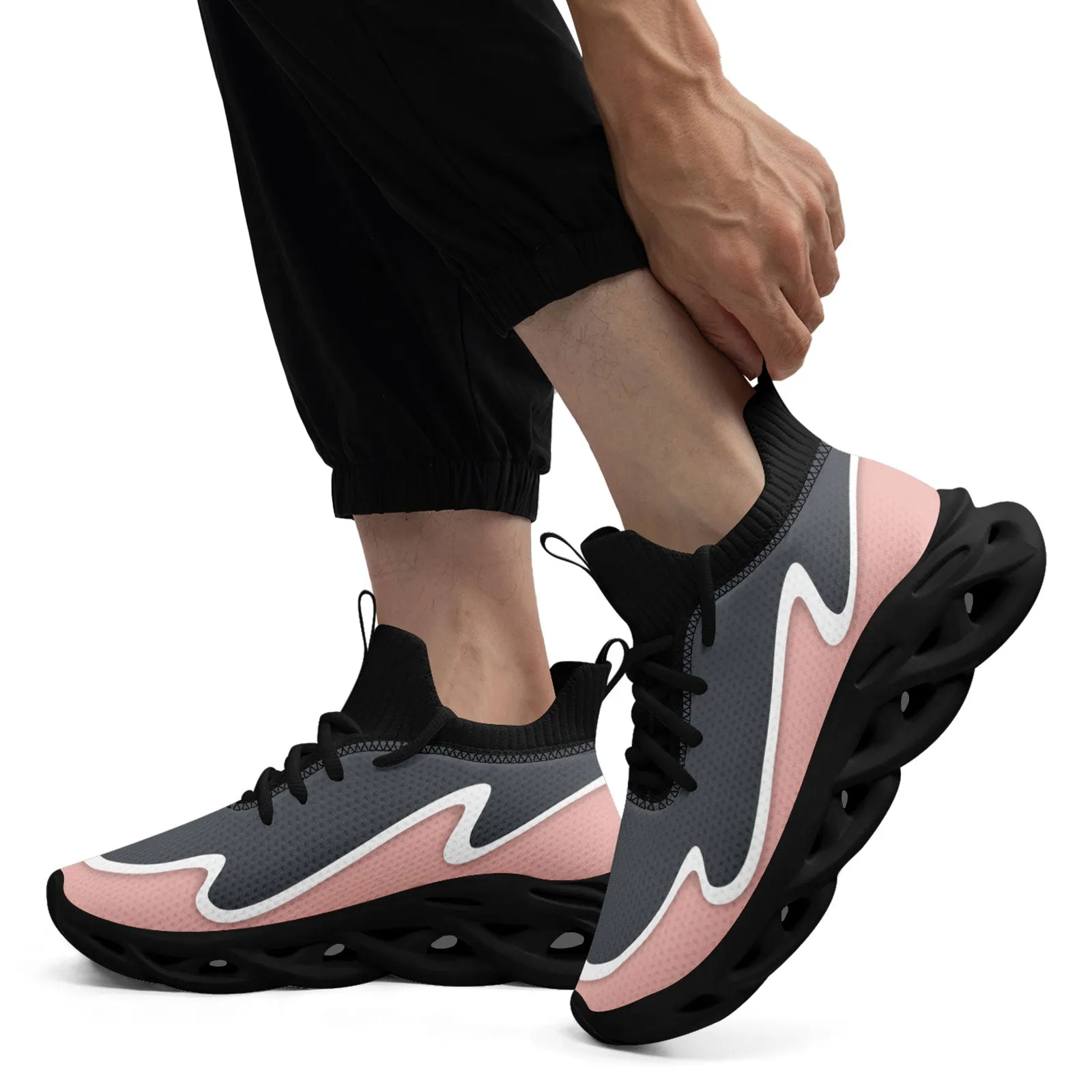 Custom Gray Pink Maxsoul Shoes Personalized Sneaker FN030A-E020011-15
