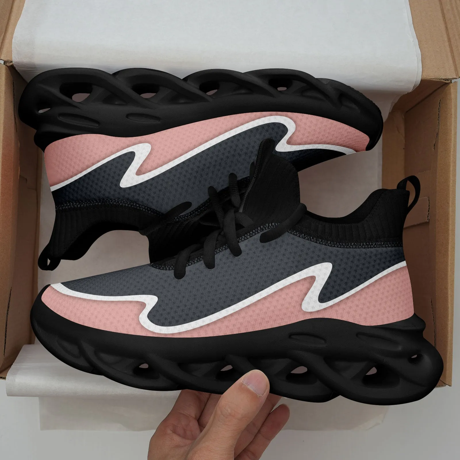 Custom Gray Pink Maxsoul Shoes Personalized Sneaker FN030A-E020011-15