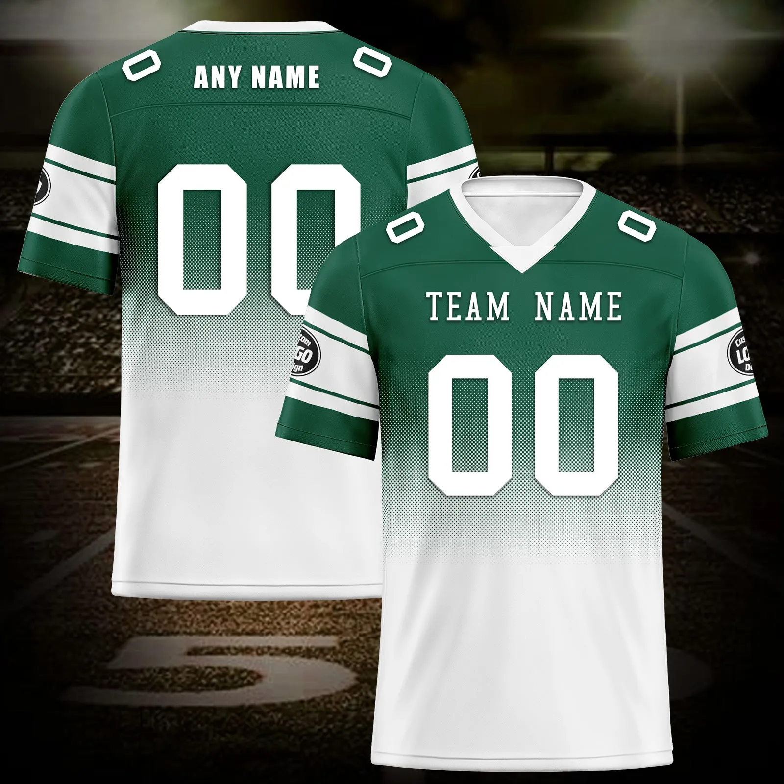 Custom Green White New York Football Jersey and Hat Combo Offer Personalized Combo ZH-D020326-28
