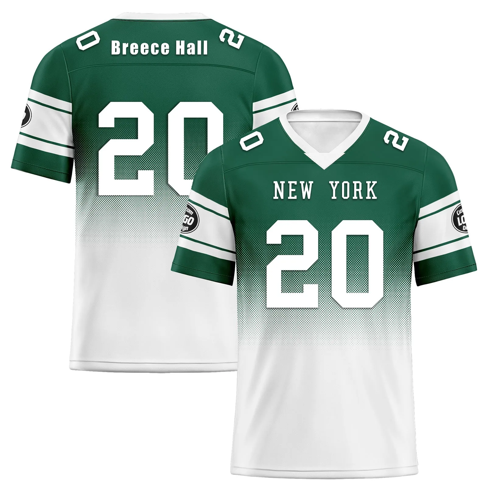 Custom Green White New York Football Jersey and Hat Combo Offer Personalized Combo ZH-D020326-28