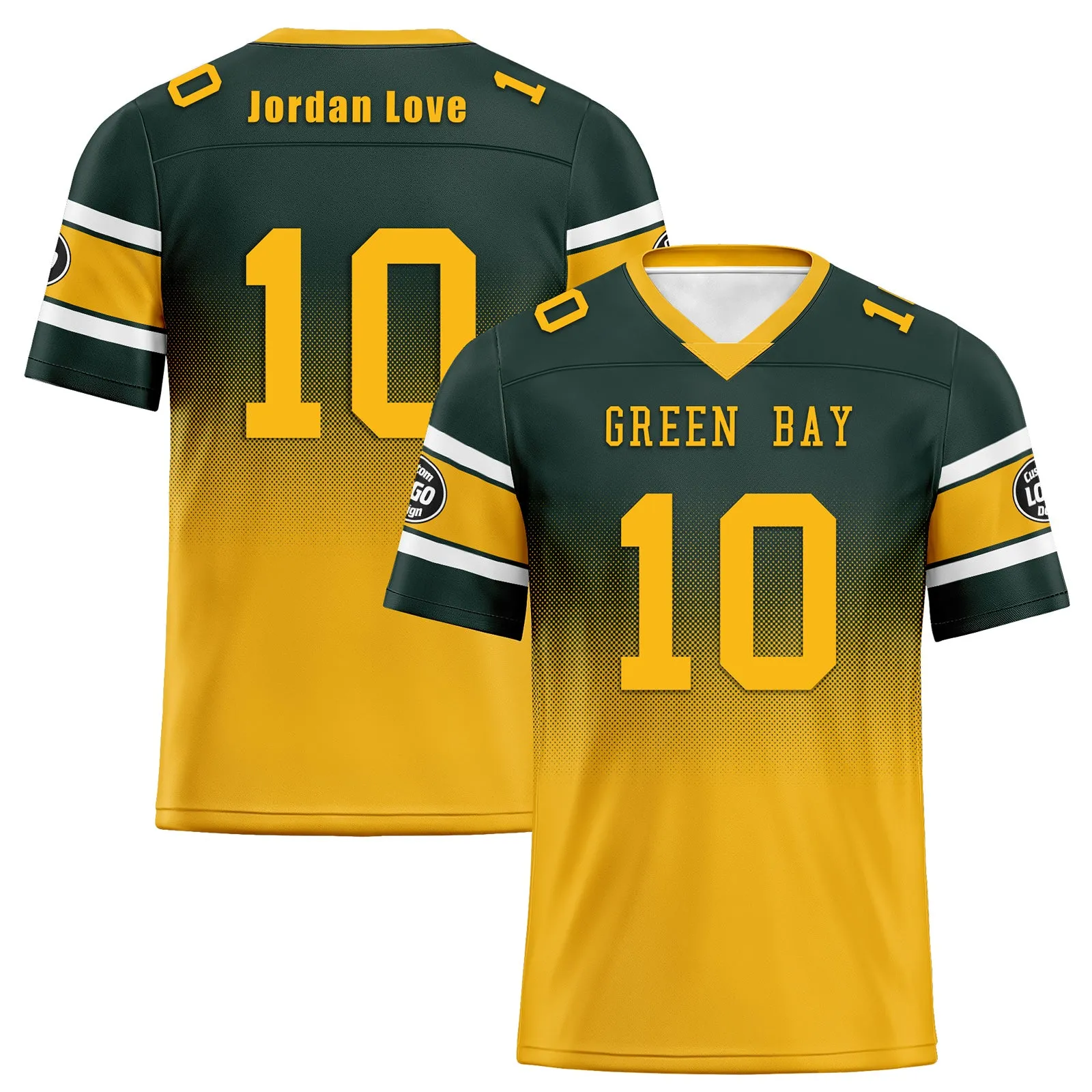 Custom Green Yellow Green Bay Football Jersey and Hat Combo Offer Personalized Combo ZH-D020326-13