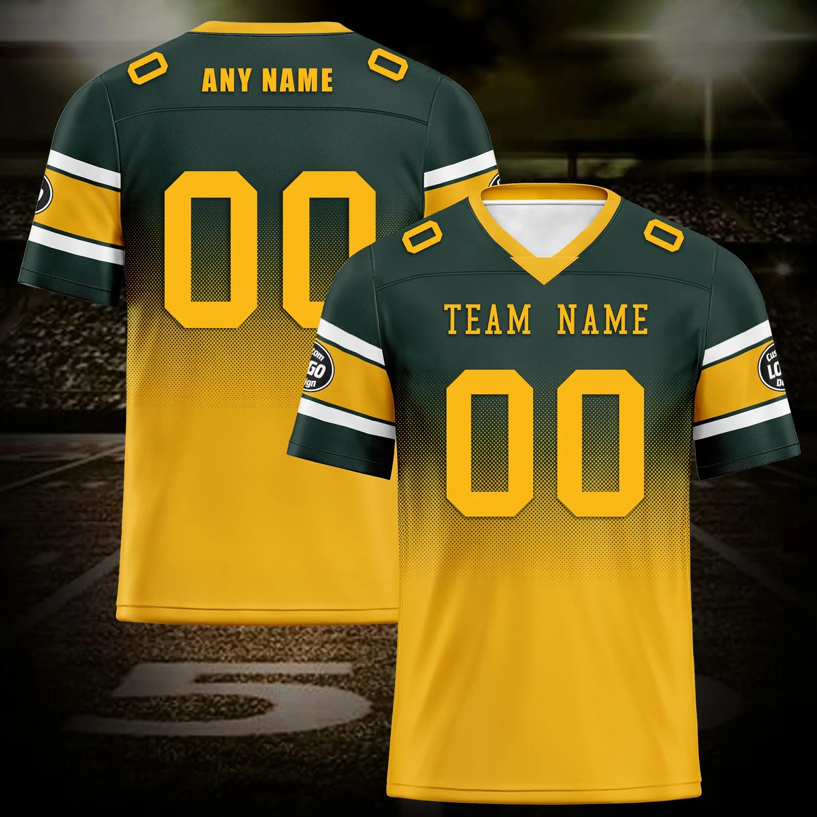 Custom Green Yellow Green Bay Football Jersey and Hat Combo Offer Personalized Combo ZH-D020326-13