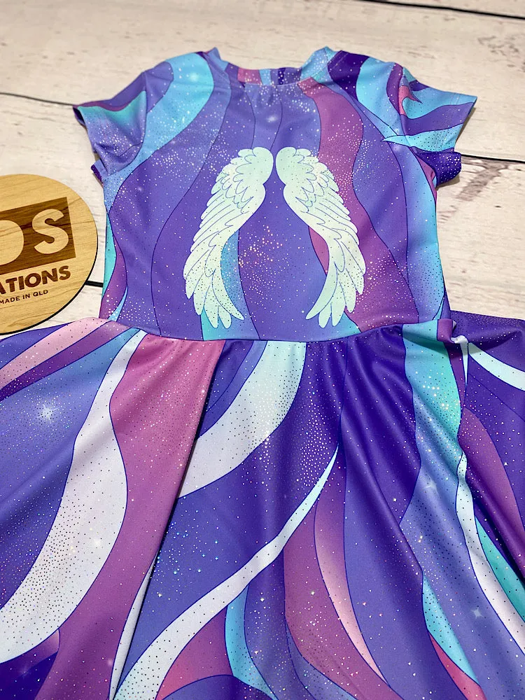 CUSTOM MADE Spandex full circle skater dress - Pastel Purple Unicorn