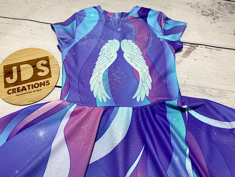 CUSTOM MADE Spandex full circle skater dress - Pastel Purple Unicorn