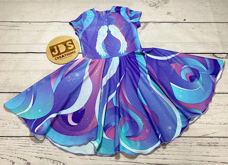 CUSTOM MADE Spandex full circle skater dress - Pastel Purple Unicorn