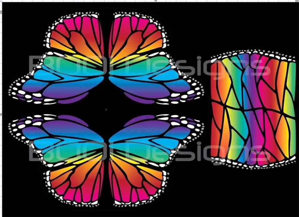 CUSTOM MADE Spandex full circle skater dress - Rainbow Butterfly