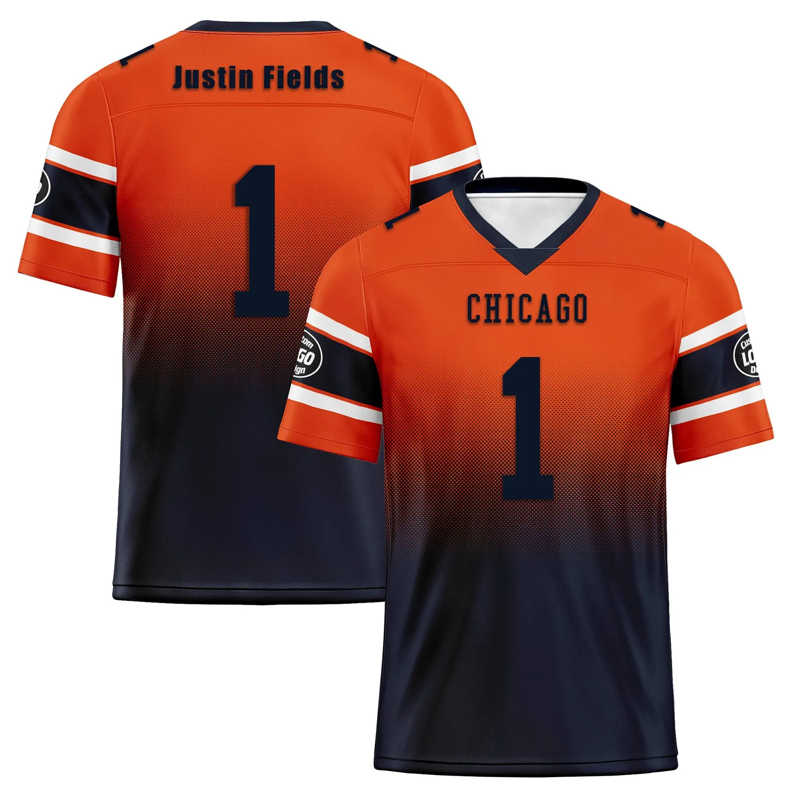 Custom Orange Blue Chicago Football Jersey and Hat Combo Offer Personalized Combo ZH-D020326-7
