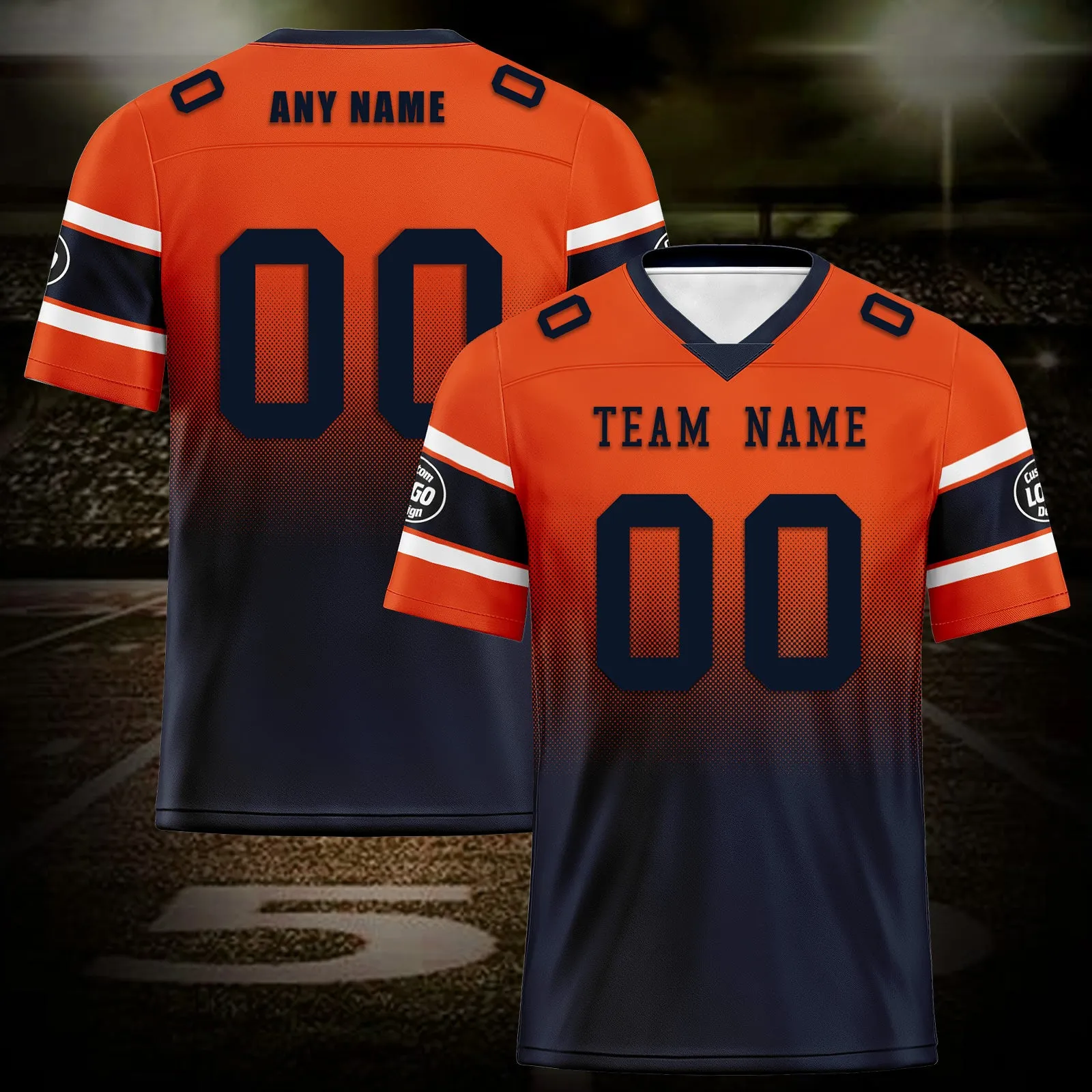 Custom Orange Blue Chicago Football Jersey and Hat Combo Offer Personalized Combo ZH-D020326-7