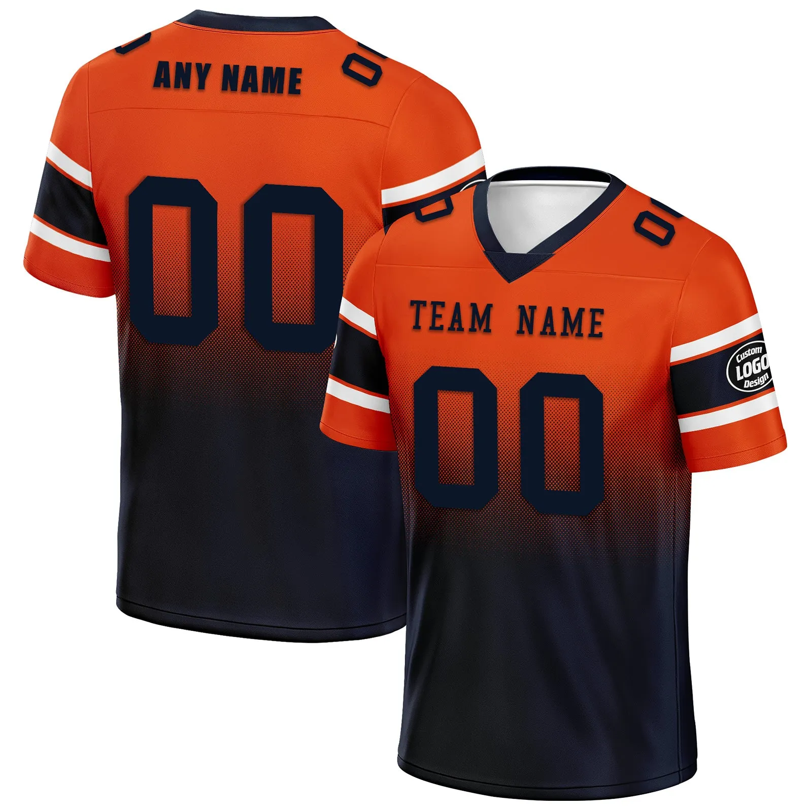 Custom Orange Blue Chicago Football Jersey and Hat Combo Offer Personalized Combo ZH-D020326-7