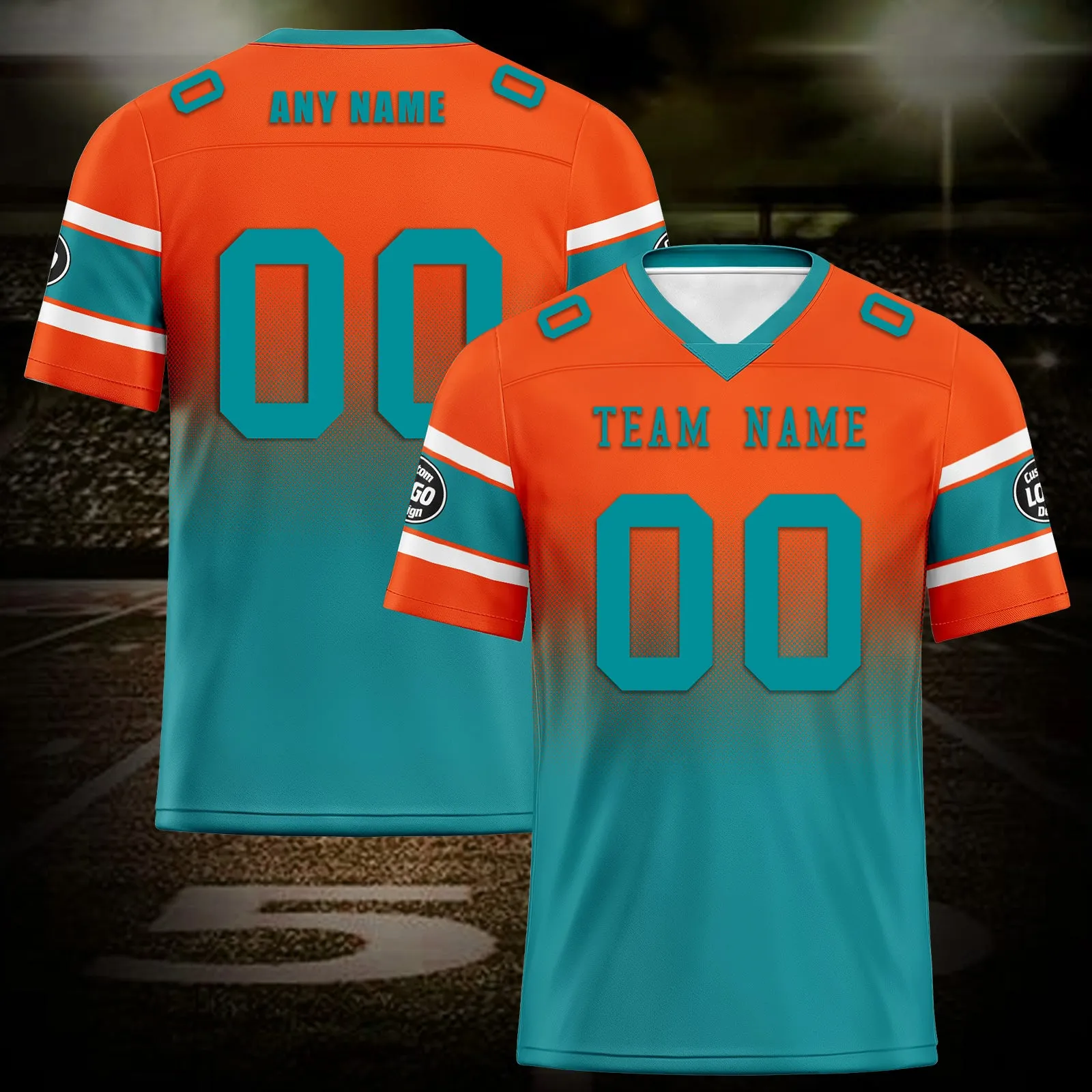 Custom Orange Blue Miami Football Jersey and Hat Combo Offer Personalized Combo ZH-D020326-24