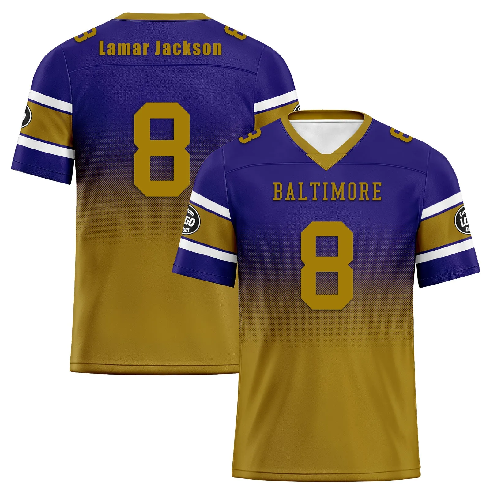 Custom Purple Yellow Baltimore Football Jersey and Hat Combo Offer Personalized Combo ZH-D020326-2
