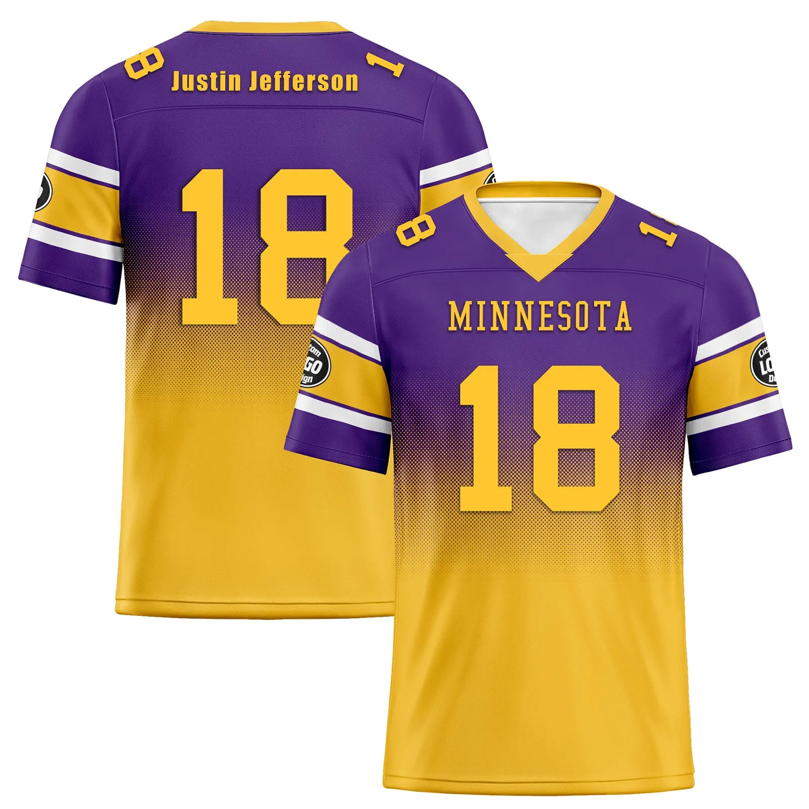 Custom Purple Yellow Minnesota Football Jersey and Hat Combo Offer Personalized Combo ZH-D020326-17