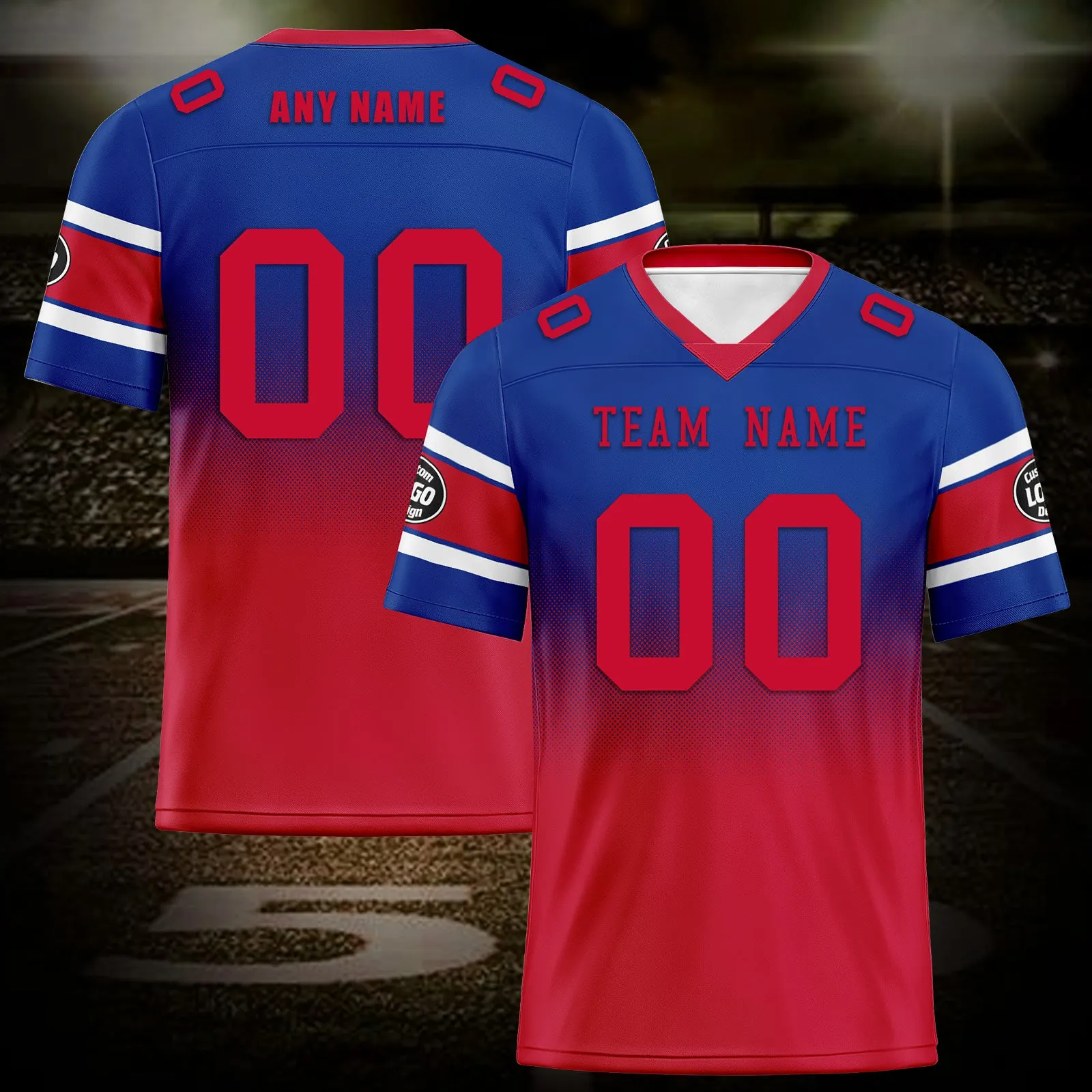 Custom Red Blue Buffalo Football Jersey and Hat Combo Offer Personalized Combo ZH-D020326-4