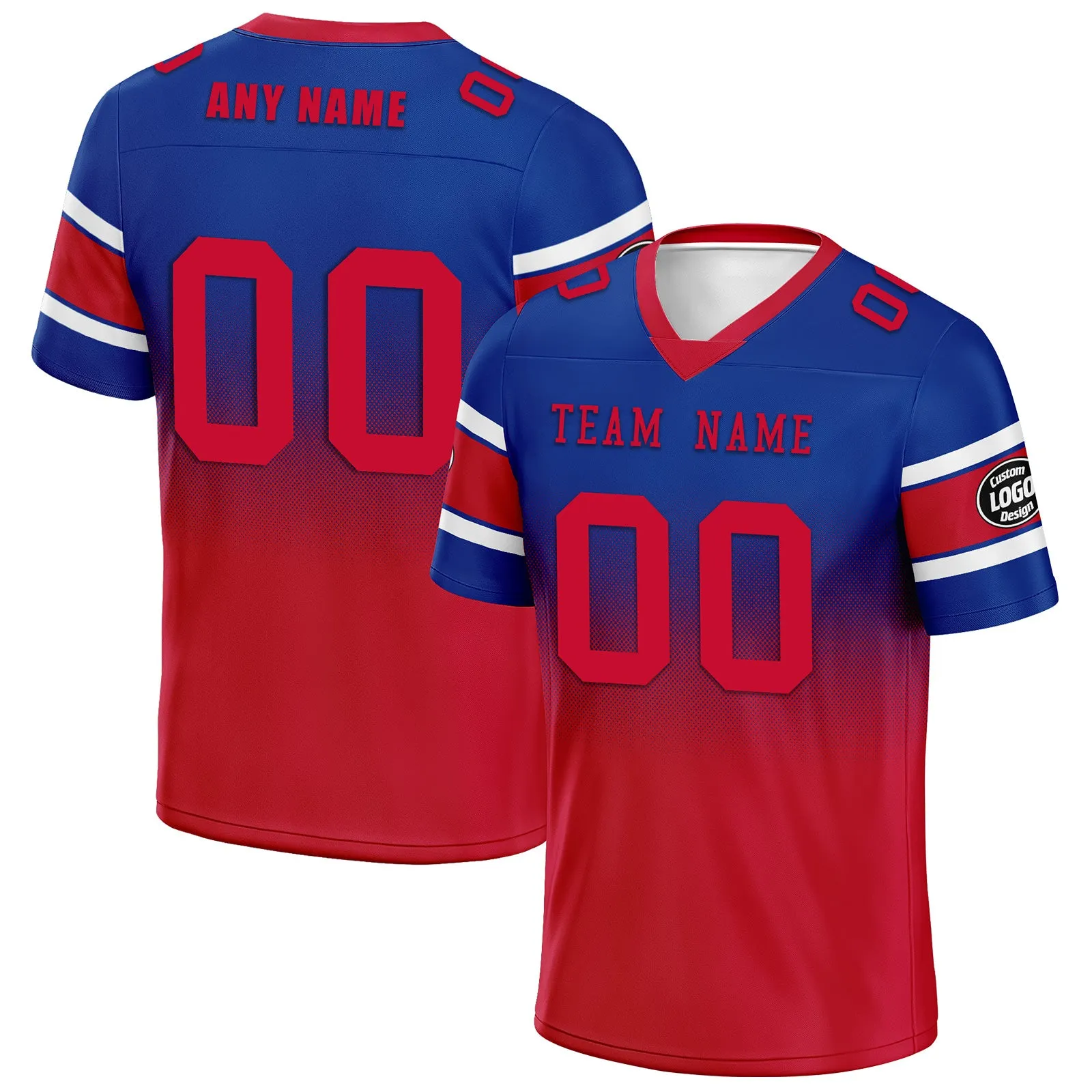 Custom Red Blue Buffalo Football Jersey and Hat Combo Offer Personalized Combo ZH-D020326-4