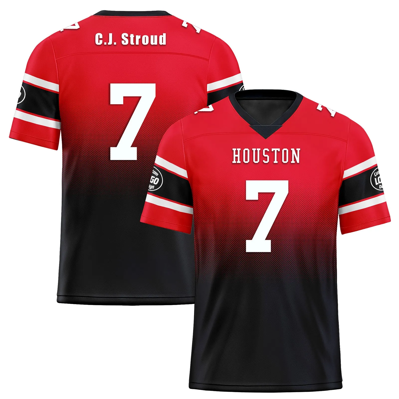 Custom Red Blue Houston Football Jersey and Hat Combo Offer Personalized Combo ZH-D020326-12