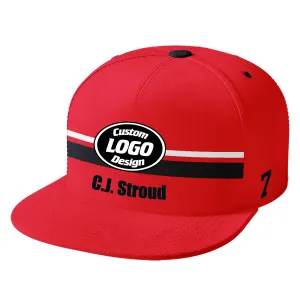 Custom Red Houston Hat Sport Design Cap Stitched Adjustable Personalized PR067B-D020262-12