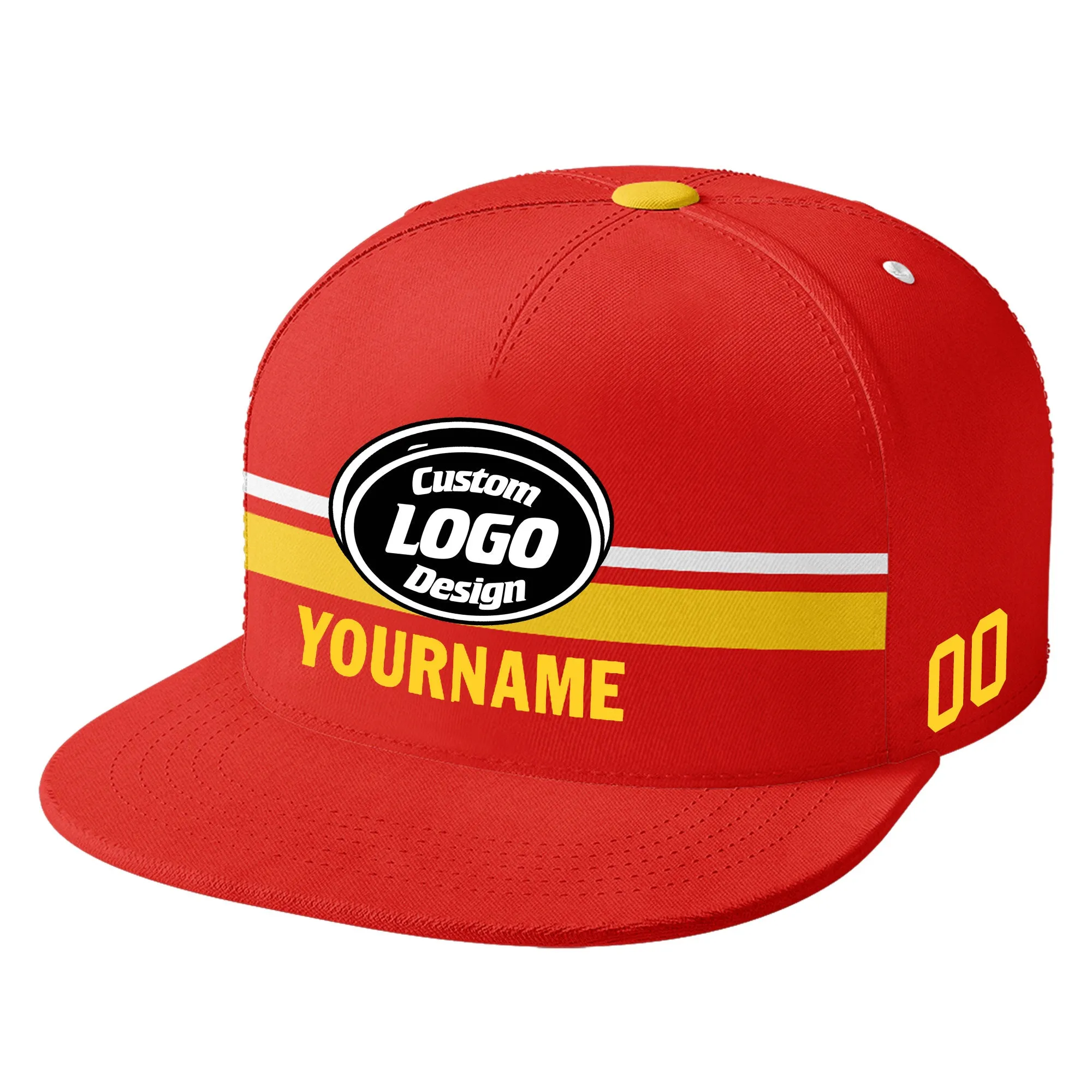 Custom Red Kansas City Hat Sport Design Cap Stitched Adjustable Personalized PR067B-D020262-18