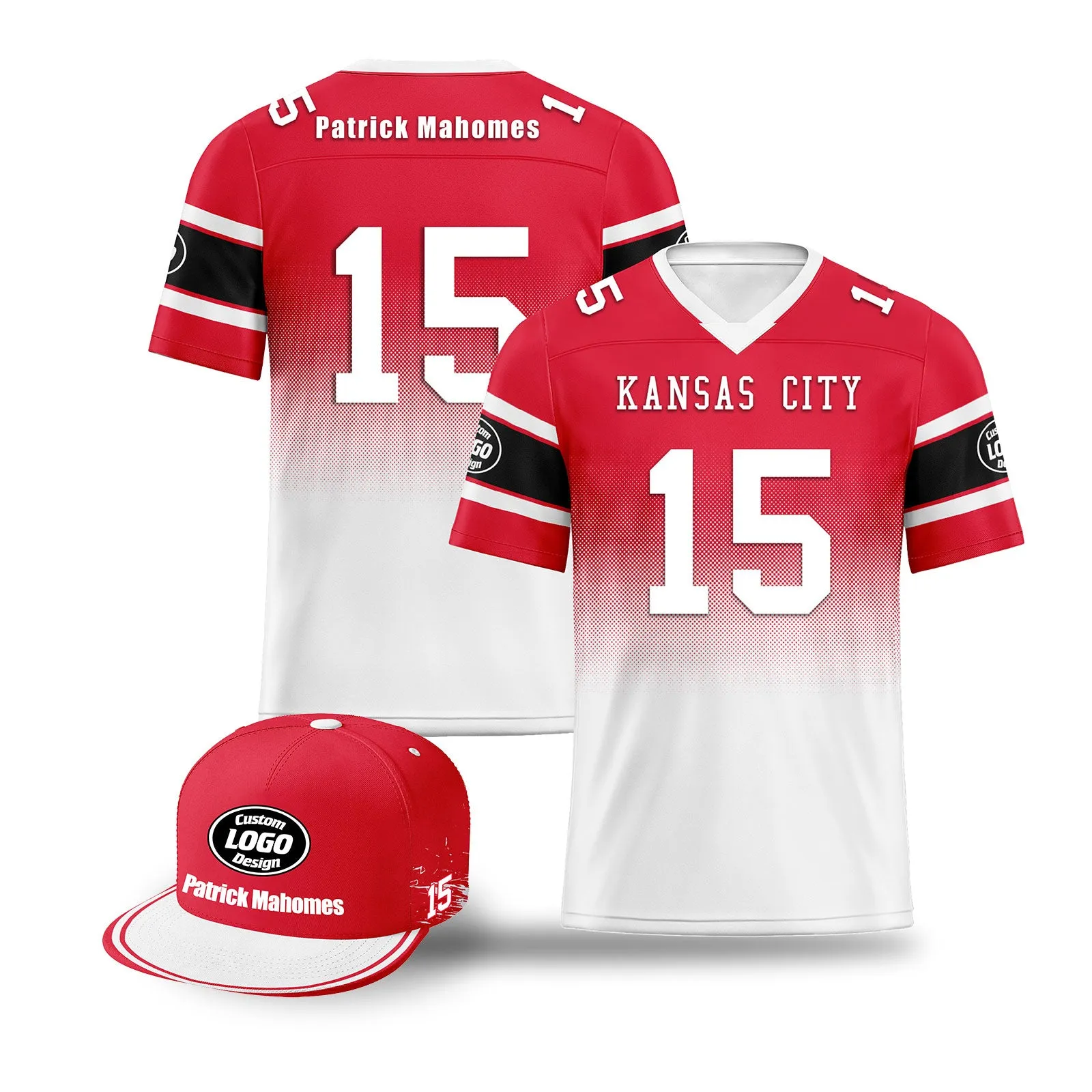 Custom Red White Kansas City Football Jersey and Hat Combo Offer Personalized Combo ZH-D020326-18