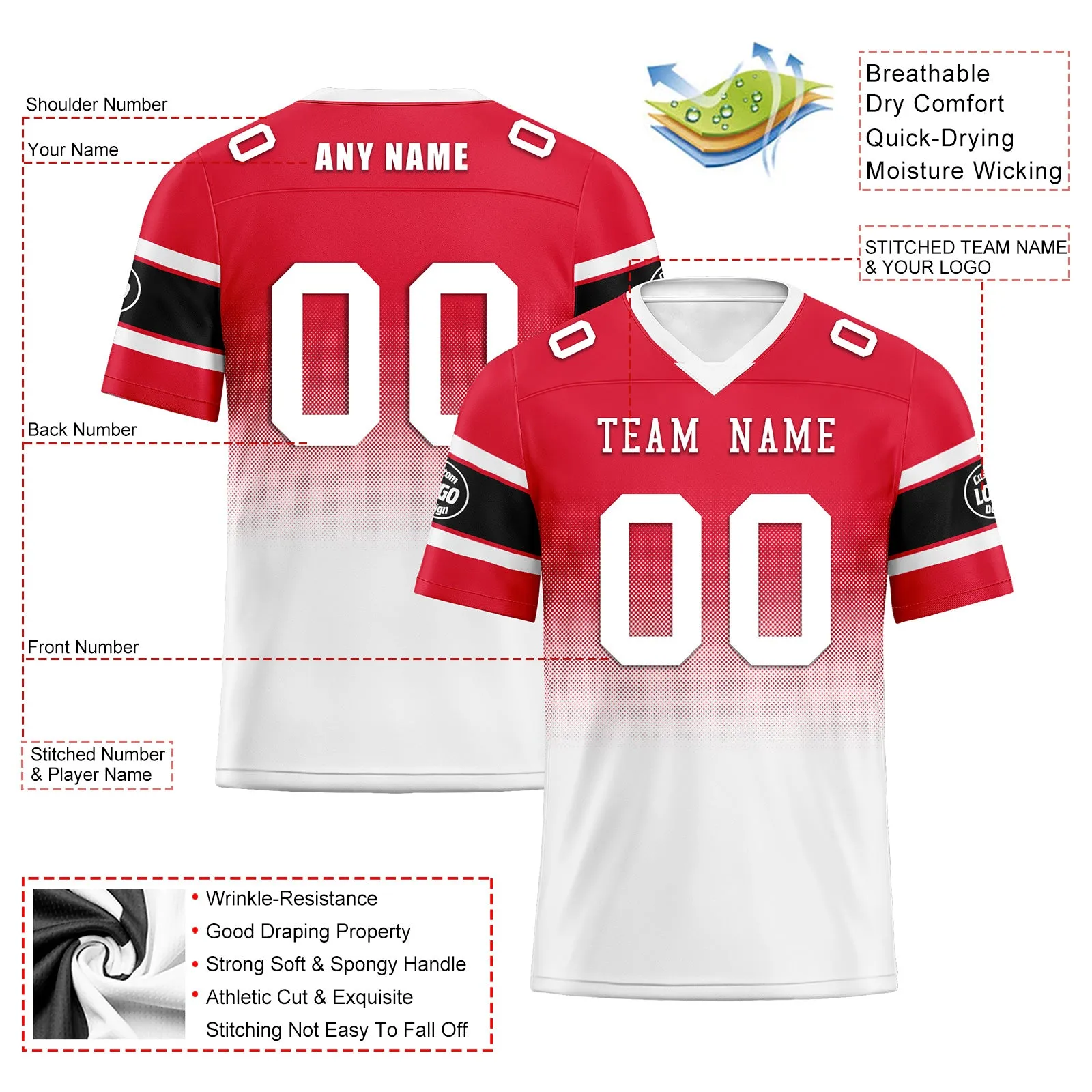 Custom Red White Kansas City Football Jersey and Hat Combo Offer Personalized Combo ZH-D020326-18
