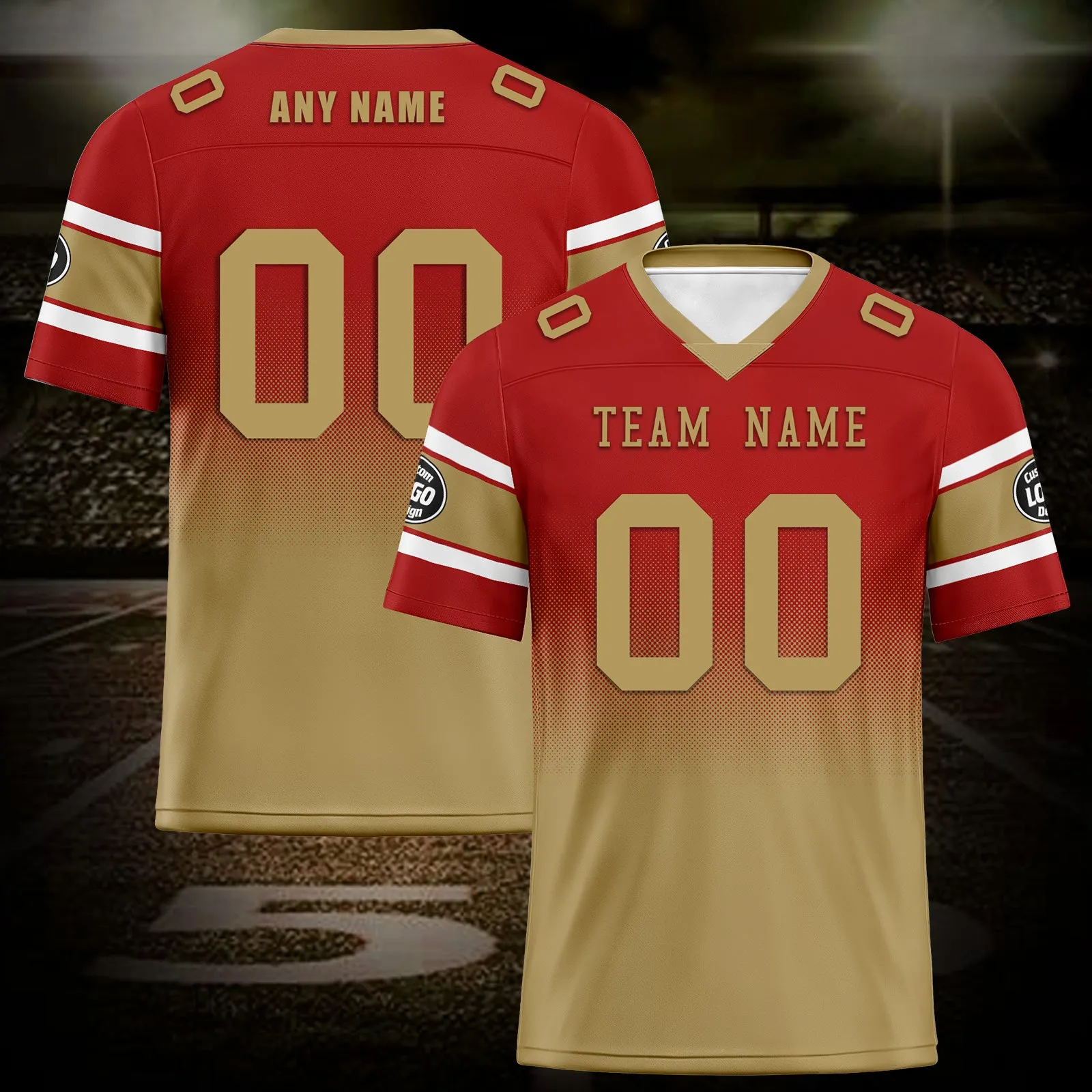 Custom Red Yellow San Francisco Football Jersey and Hat Combo Offer Personalized Combo ZH-D020326-25