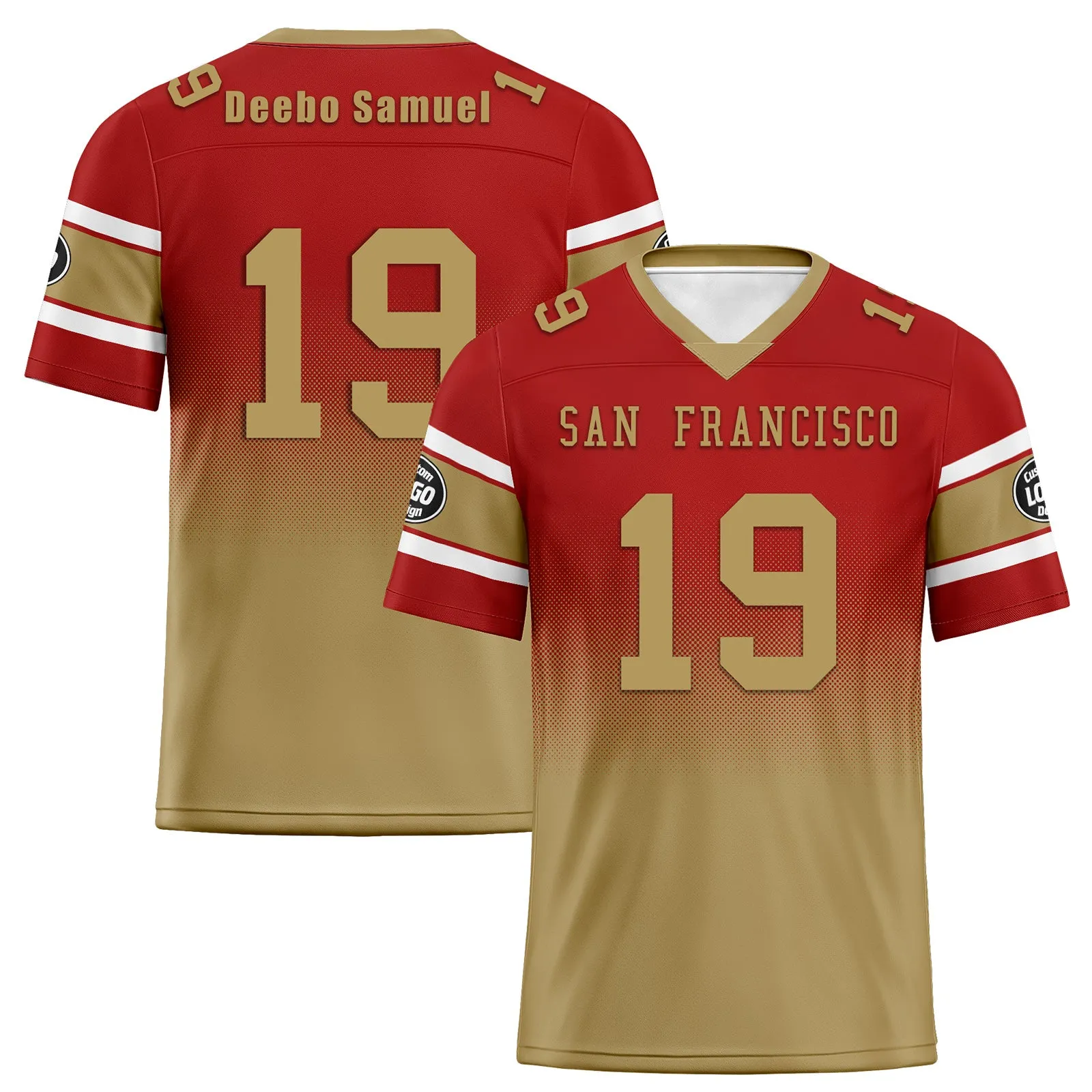 Custom Red Yellow San Francisco Football Jersey and Hat Combo Offer Personalized Combo ZH-D020326-25