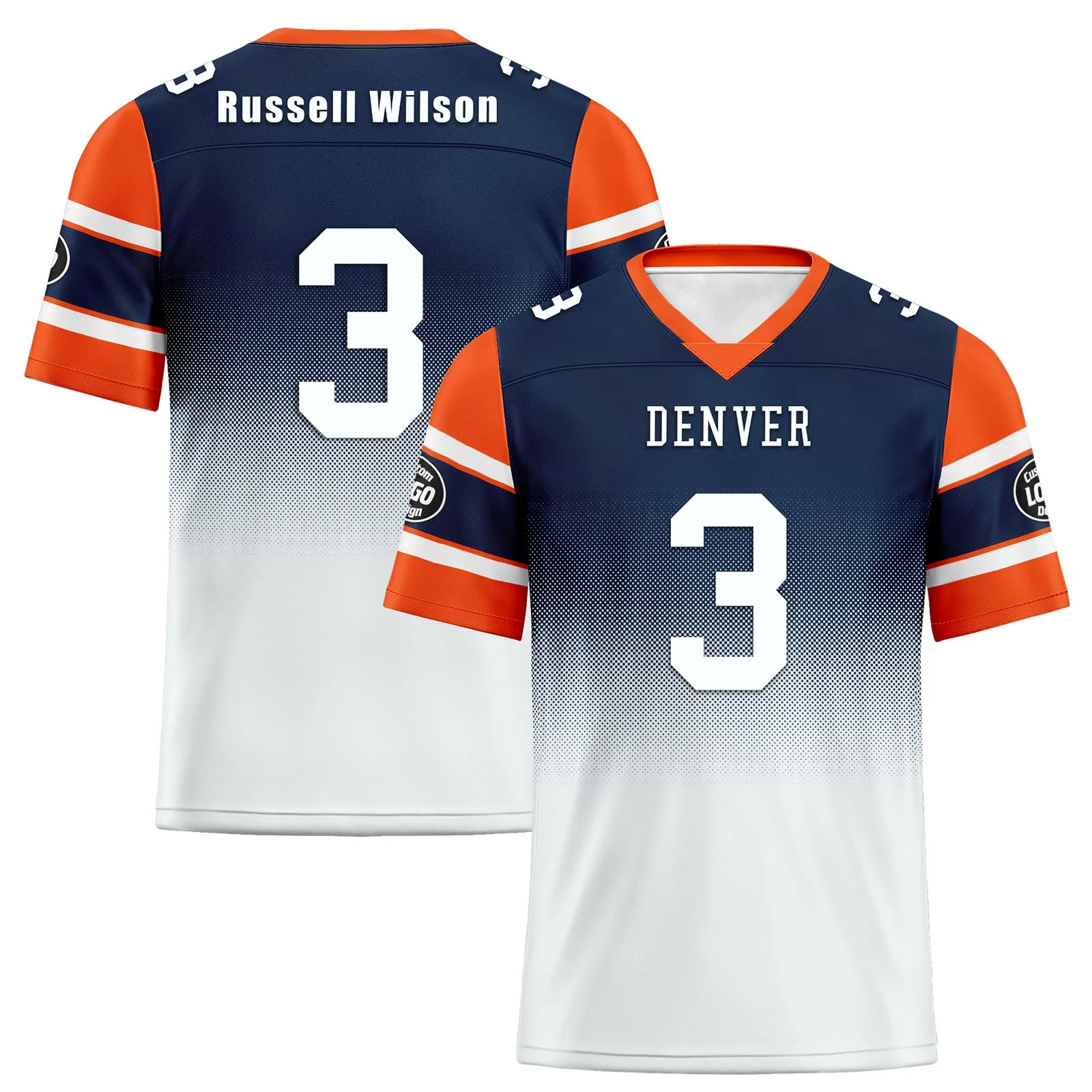 Custom White Blue Denver Football Jersey and Hat Combo Offer Personalized Combo ZH-D020326-10