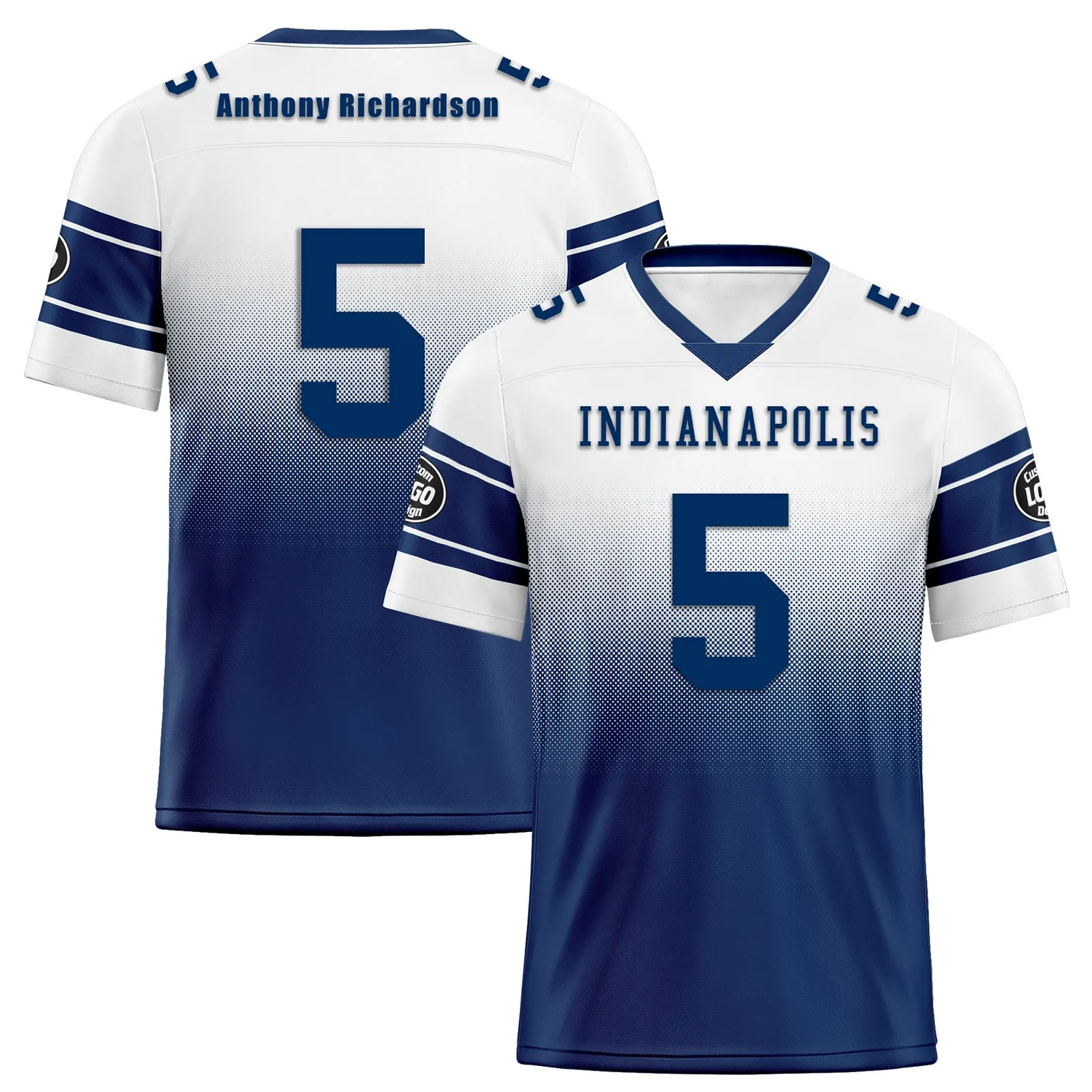 Custom White Blue Indianapolis Football Jersey and Hat Combo Offer Personalized Combo ZH-D020326-14